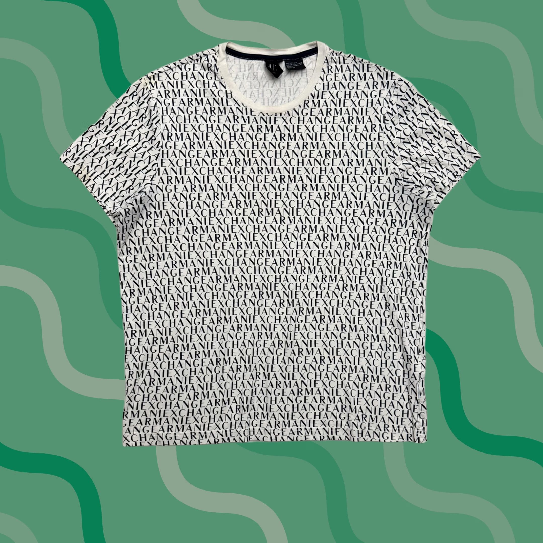 Armani Exchange Armani Exchange Shirt Mens XL White All Over Logo AOP Graphic Print Size US XL / EU 56 / 4 - 1 Thumbnail