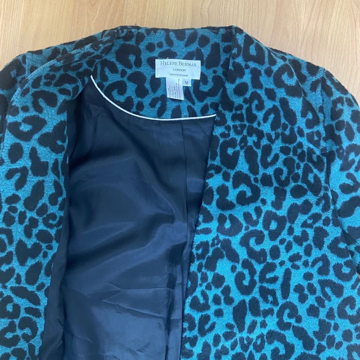 Vintage Helene Berman London Teal Leopard Print Coat Women’s Medium Size M / US 6-8 / IT 42-44 - 6 Thumbnail