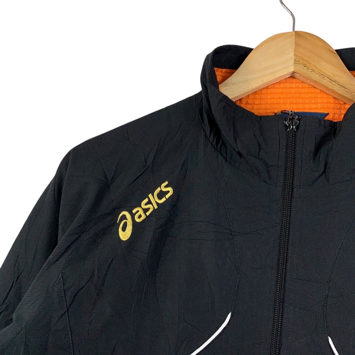Asics Vintage Asics Black Reflective Track Jacket Orange Lining Size US S / EU 44-46 / 1 - 5 Thumbnail
