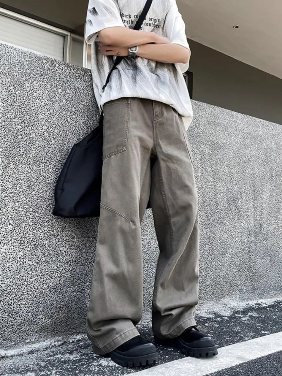 Japanese Brand Retro washed pocket patchwork straight leg jeans Size US 32 / EU 48 - 2 Thumbnail