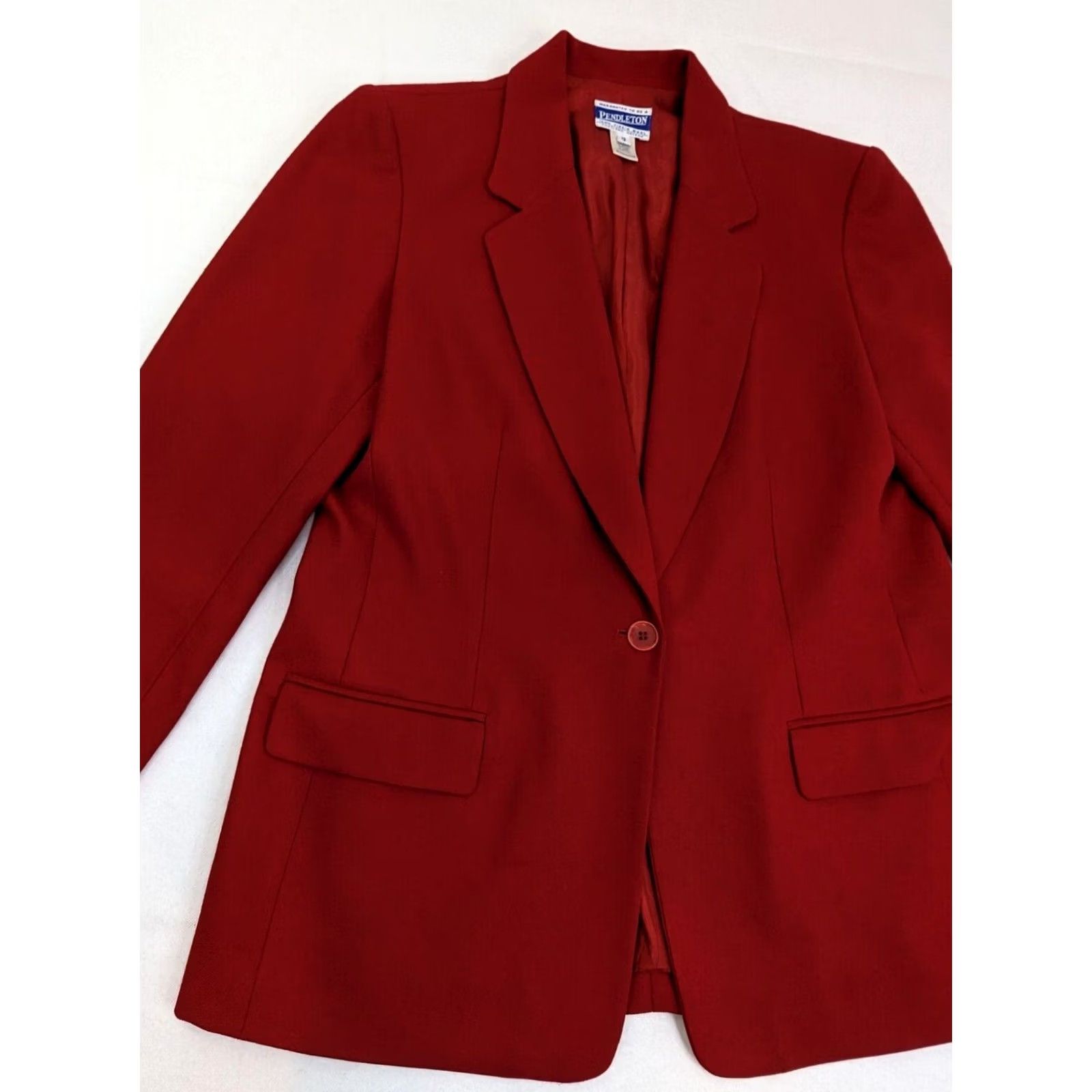 Pendleton Pendleton Blazer Jacket WOMENS 12 Red Wool Check Mid-Length Button Vintage: No (Keep as original) Size XL / US 12-14 / IT 48-50 - 2 Thumbnail