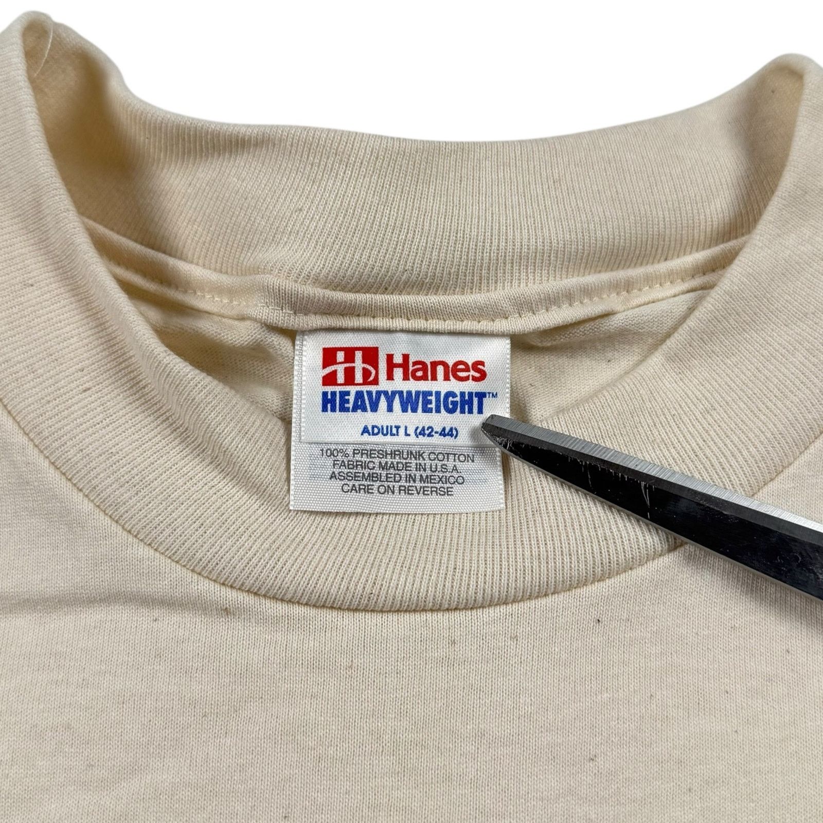 Hanes × Vintage Vintage 90s Hanes Blank Cream T-shirt L Deadstock Size US L / EU 52-54 / 3 - 2 Thumbnail