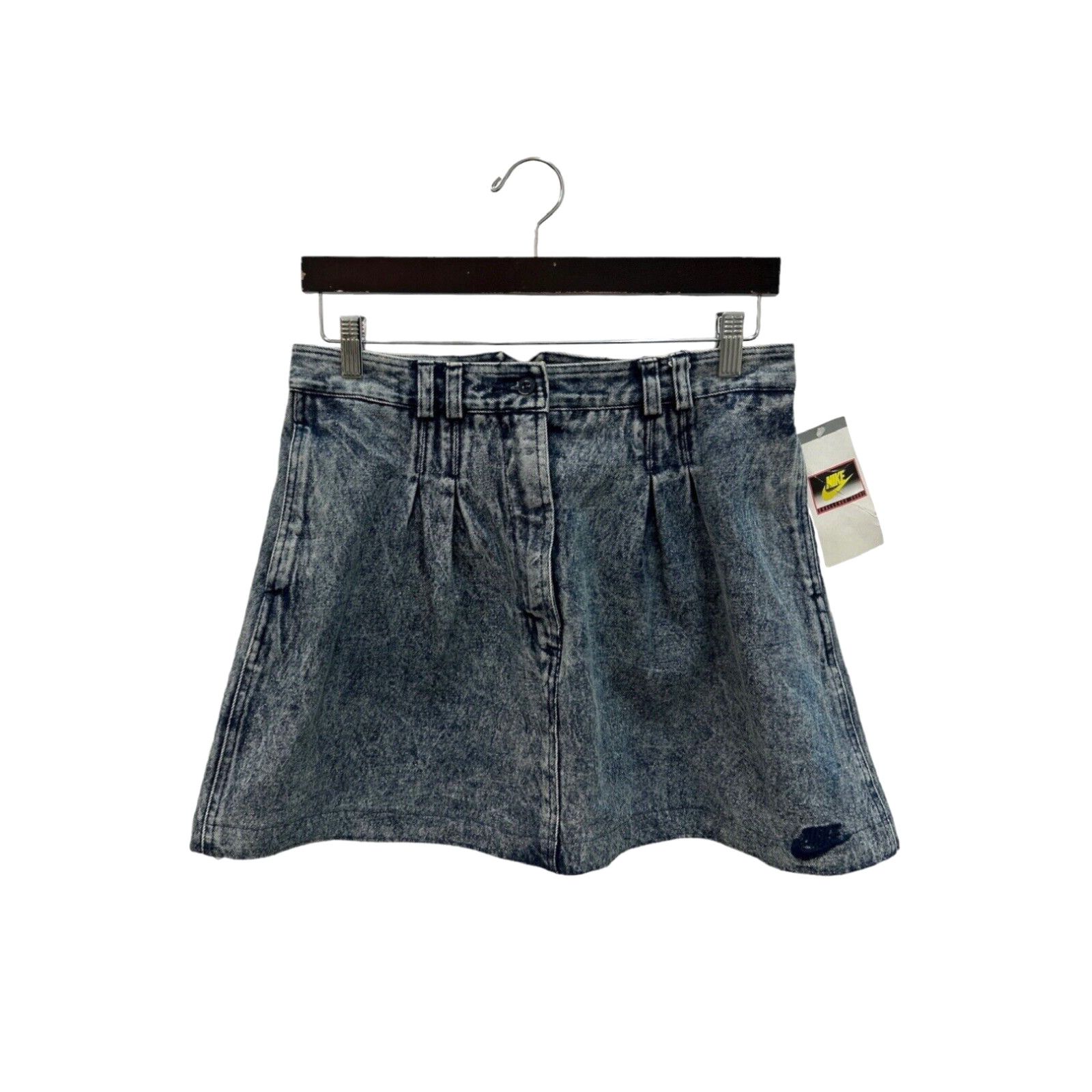 image of Vintage Nike Challenge Court Denim Mini Tennis Skirt Womens Size L Nos NWT 90's in White