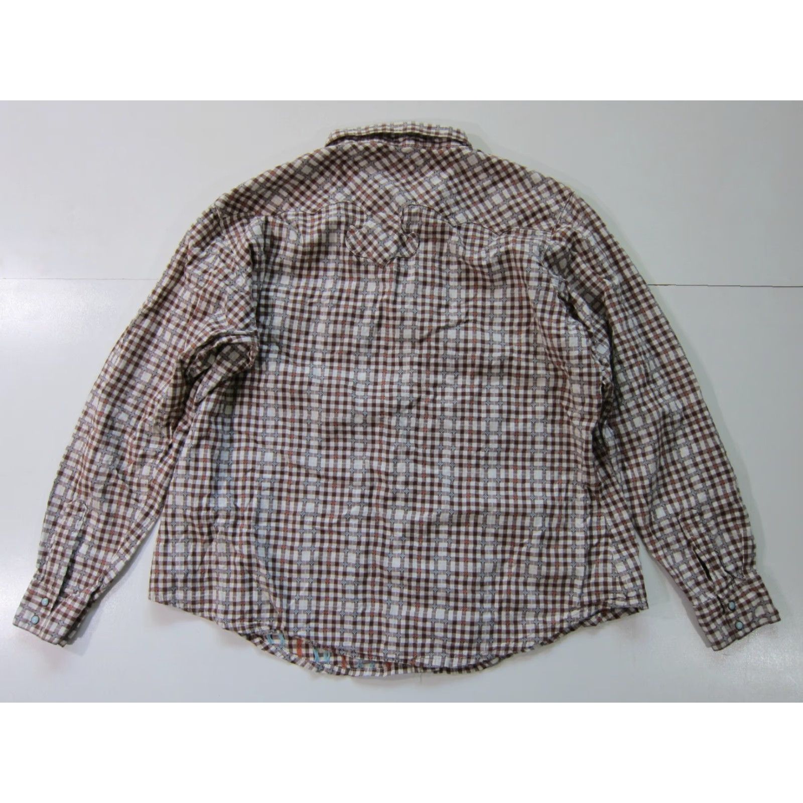 Wrangler Wrangler 100% Cotton Brown Blue Plaid Snap Button Long Sleeve Western Blouse L Women Shirt Western Size L / US 10 / IT 46 - 7 Thumbnail