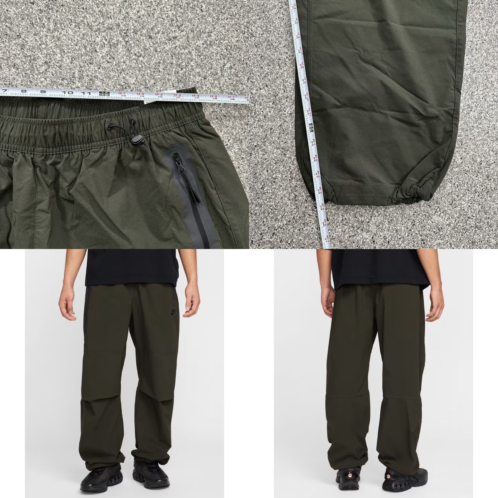 Nike VINTAGE Nike Tech Woven Oversized Pants Mens L Sequoia Green HM7158 356 Wide Leg Nylon Size US 33 - 8 Thumbnail