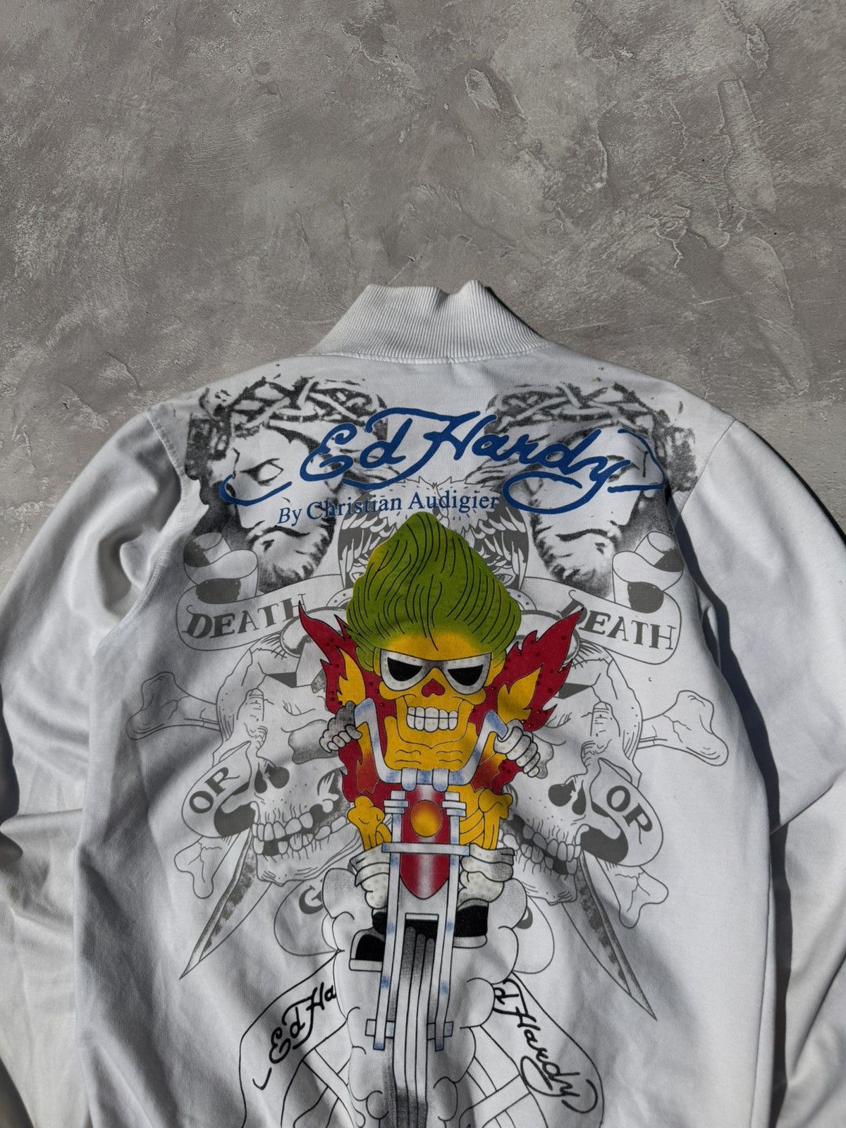 Ed Hardy Vintage Ed Hardy Biker Jesus Logo Distressed Zip Jacket Size M / US 6-8 / IT 42-44 - 13 Thumbnail