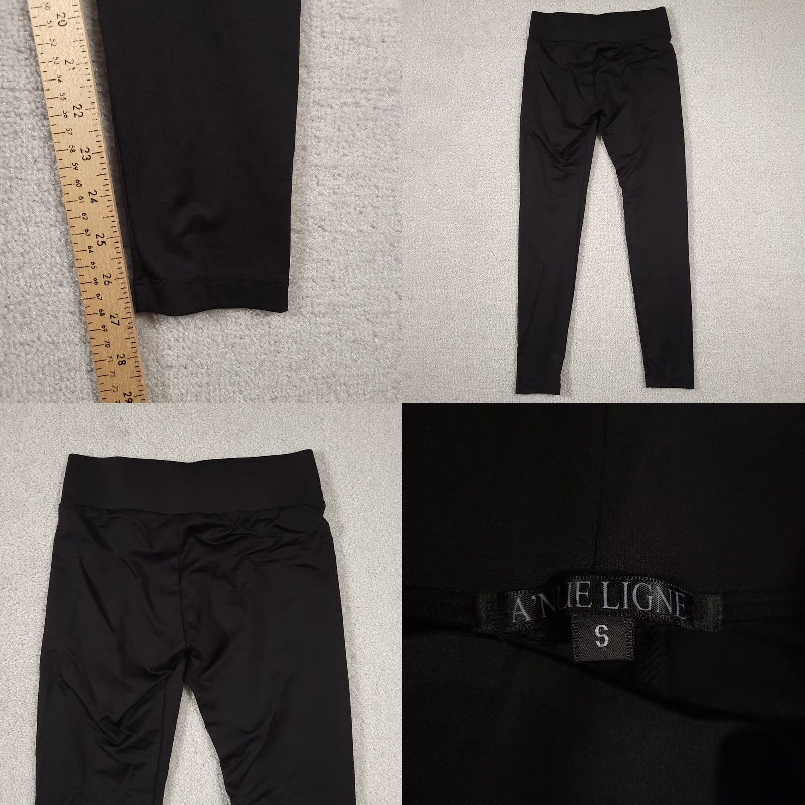 Vintage A'nue Ligne Leggings Womens Small Black Wide Band Classic Style Stretch - Activewear, Casual, Travel, Business Size 28" / US 6 / IT 42 - 8 Thumbnail