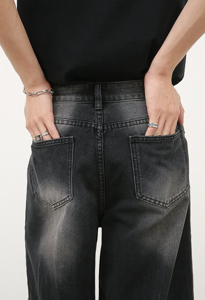 Designer × Japanese Brand Men's retro washed lightning pattern loose straight jeans Size US 32 / EU 48 - 4 Thumbnail