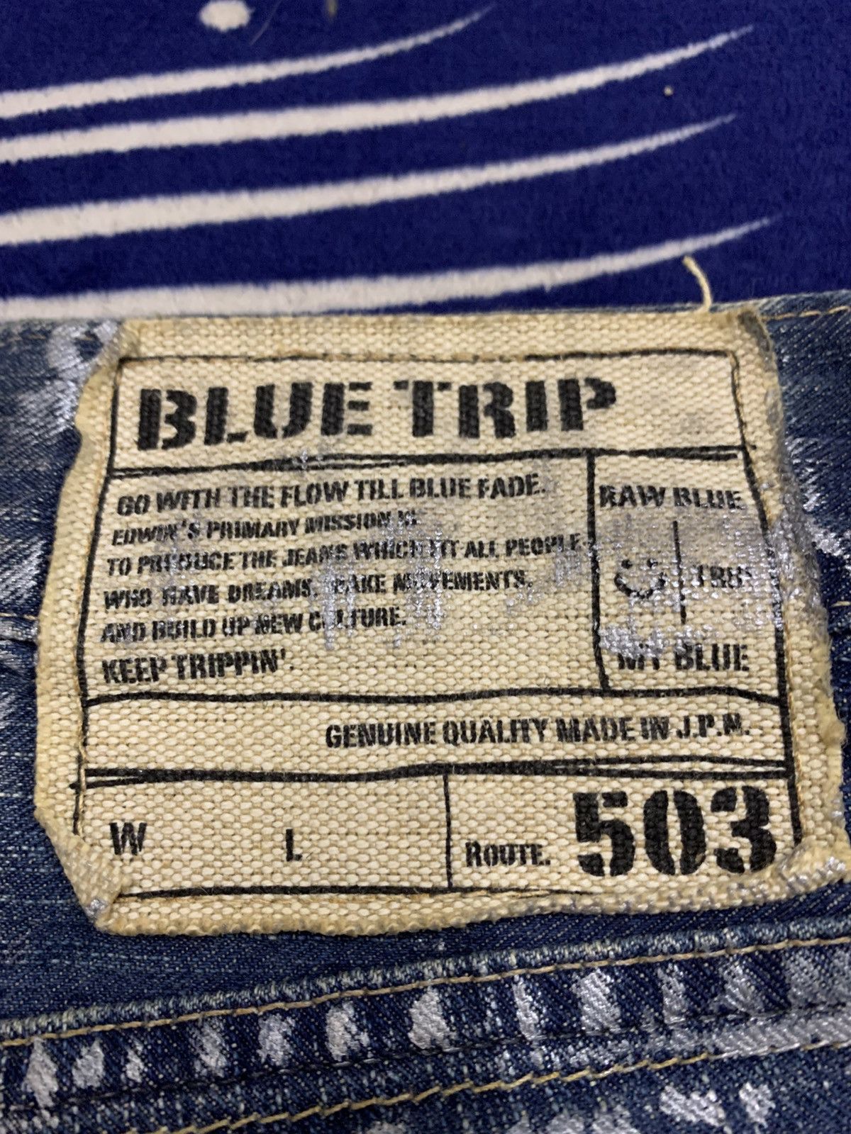 Edwin Vtg EDWIN Blue Trip 503 Distressed Painted Jeans Size US 32 / EU 48 - 17 Thumbnail