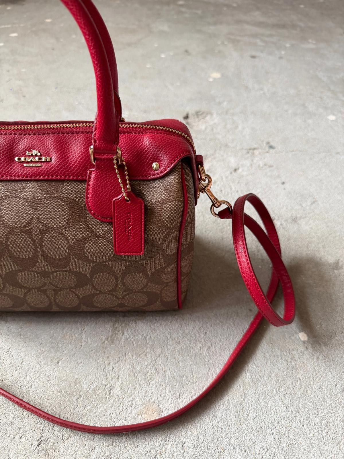 Coach Coach 2Way Bennett Boston Bag Beige/Red Size ONE SIZE - 5 Thumbnail