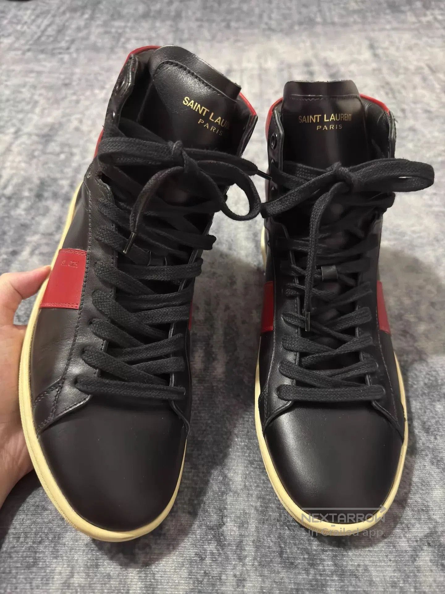 Saint Laurent Paris Black High-Top Leather Sneakers. Size US 7 / EU 40 - 1 Thumbnail