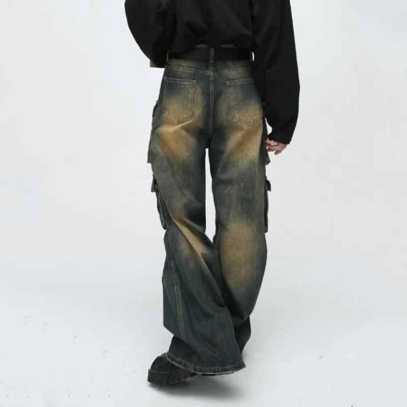 Japanese Brand × Jean Retro washed distressed workwear loose wide leg jeans Size US 32 / EU 48 - 2 Thumbnail