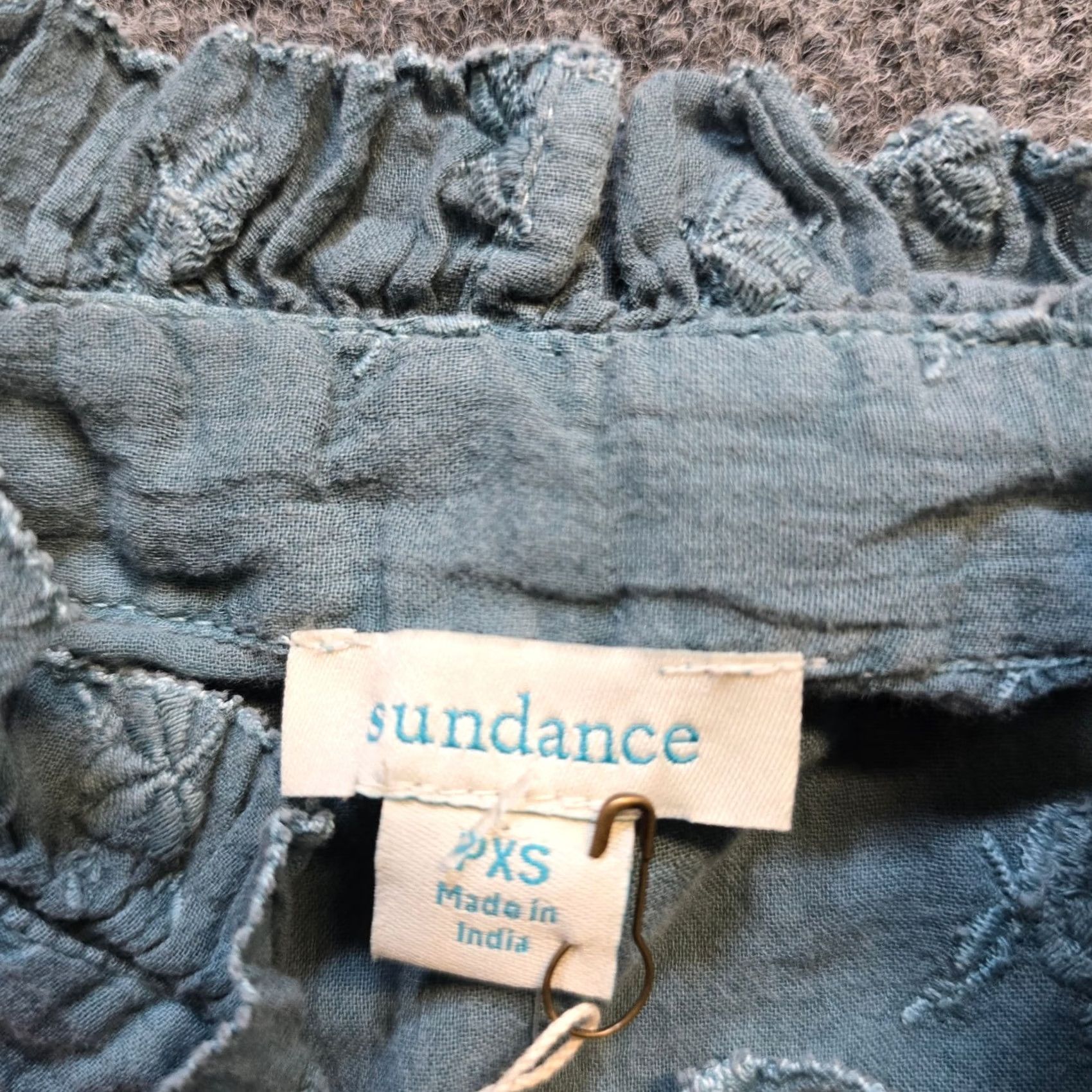 Vintage Sundance Top Womens XS Petite Green Shiloh Embroidery Ruffle Cottage Boho Shirt Blouse Womens Shrug Size XS / US 0-2 / IT 36-38 - 4 Thumbnail