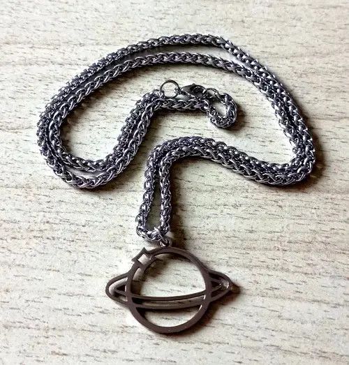 Designer × Japanese Brand Punk Shine Star Planet Stainless Steel Silver Necklace Size ONE SIZE - 2 Thumbnail