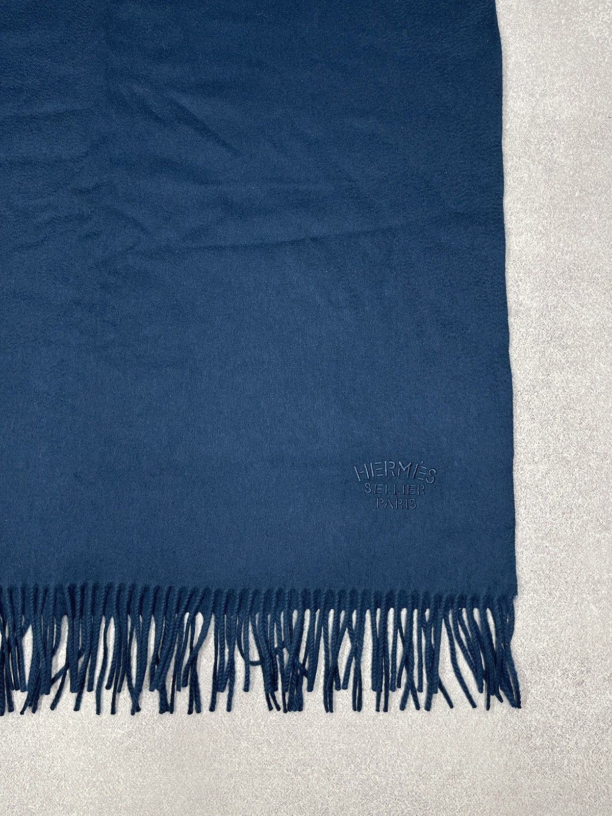 Hermes Hermes Sellier Paris Double Face Stole/Scarf Indigo Cashmere Size ONE SIZE - 6 Thumbnail