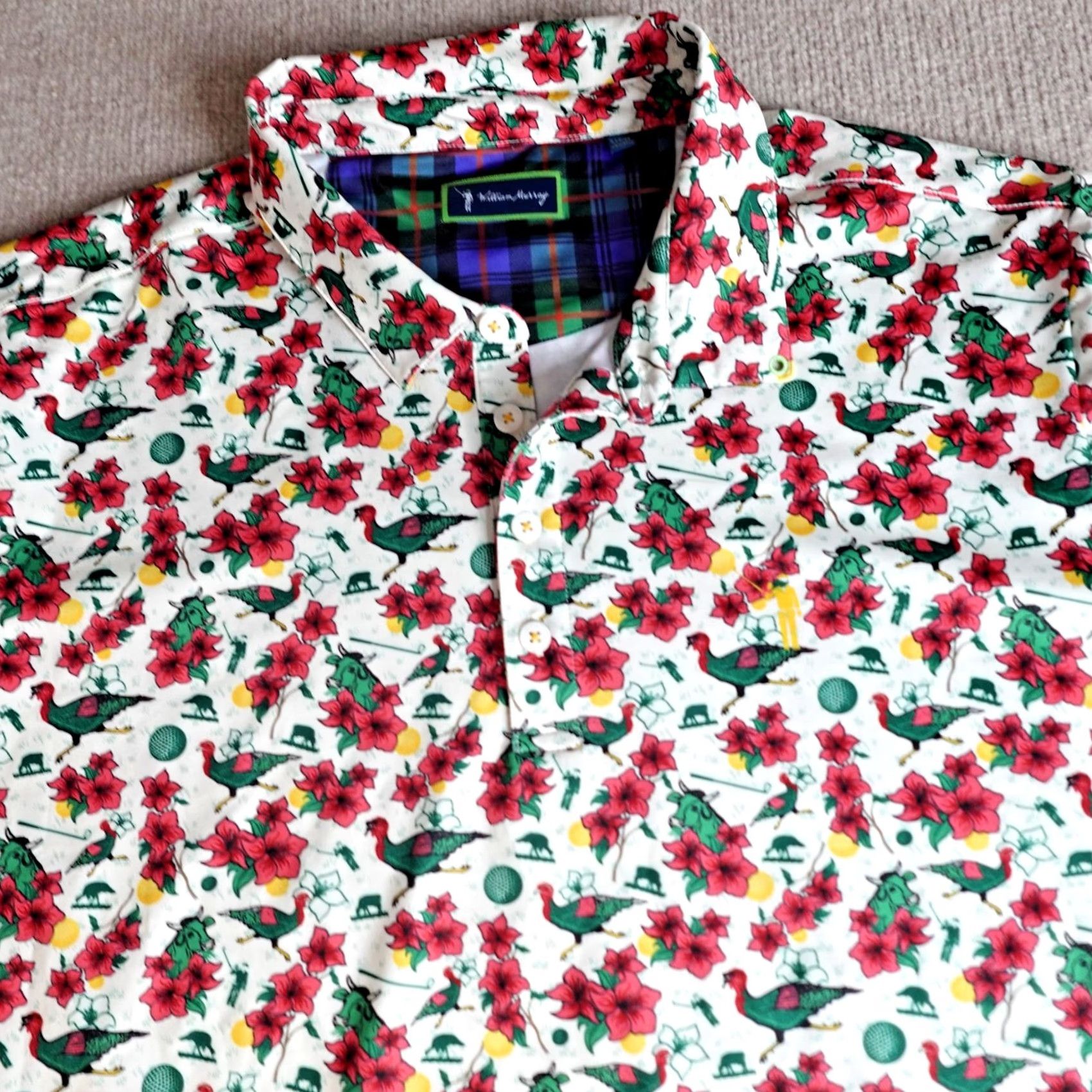 Vintage William Murray Polo Shirt XL White Greenskeeper All Over Print Performance Shirt Mens Polo XL White Size US XL / EU 56 / 4 - 2 Thumbnail