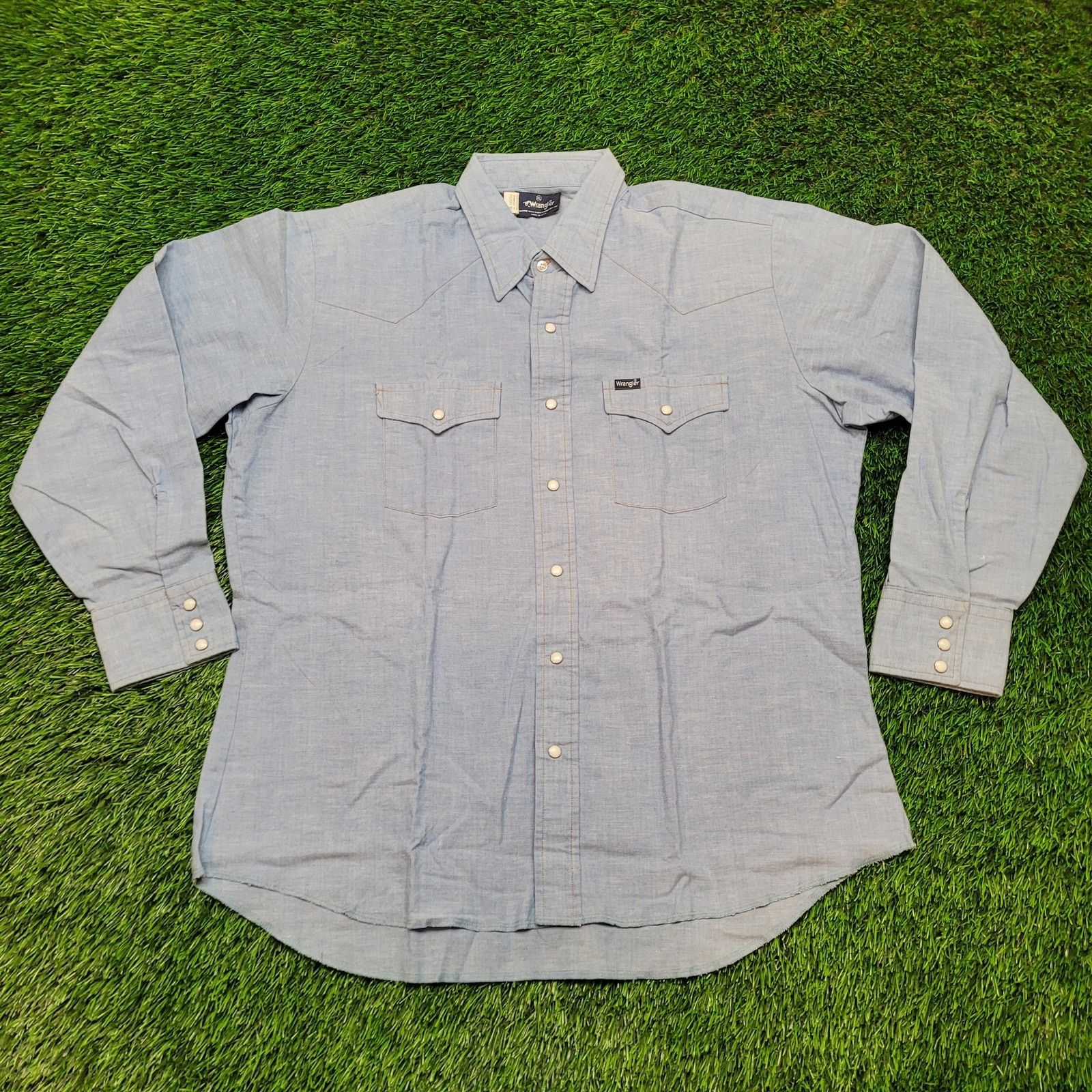 Wrangler VTG 80s Wrangler Pearl Snap Western Shirt XL 17.5x34/35 USA Size US XL / EU 56 / 4 - 1 Thumbnail