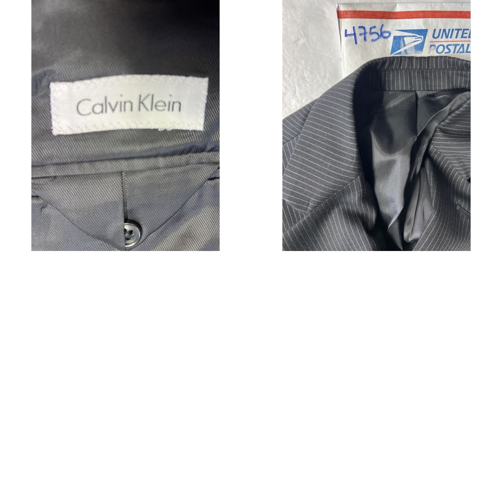 Calvin Klein Calvin Klein Sport Coat Blazer Jacket Notch Lapel Wool 43R Gray Stripe Two-Button Double-Vented Regular Mens Size 46R - 8 Thumbnail