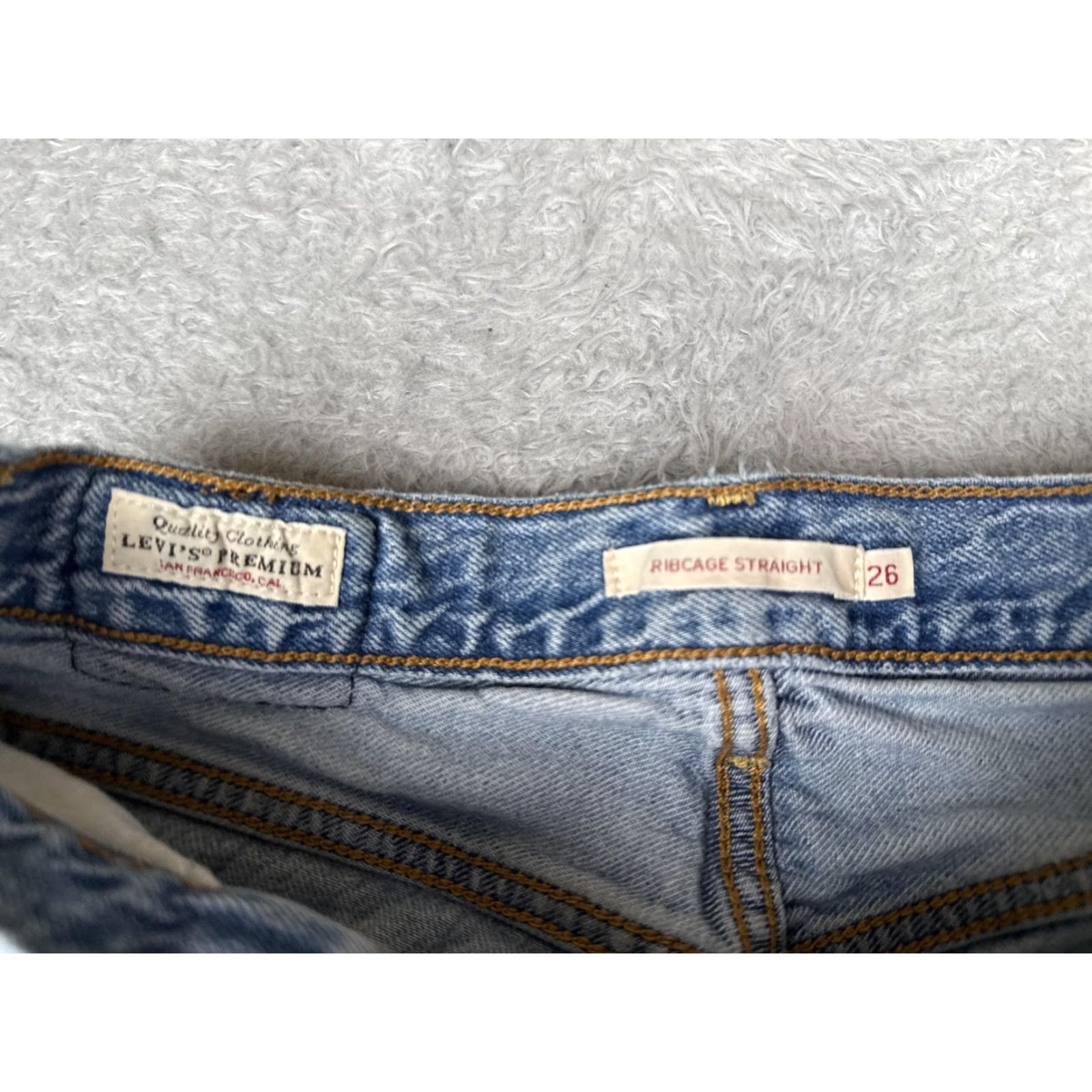 Levi's VINTAGE Levis Ribcage Straight Jeans Womens 26 Blue High Rise Button Fly 24x26 Size 26" / US 2 / IT 38 - 6 Thumbnail