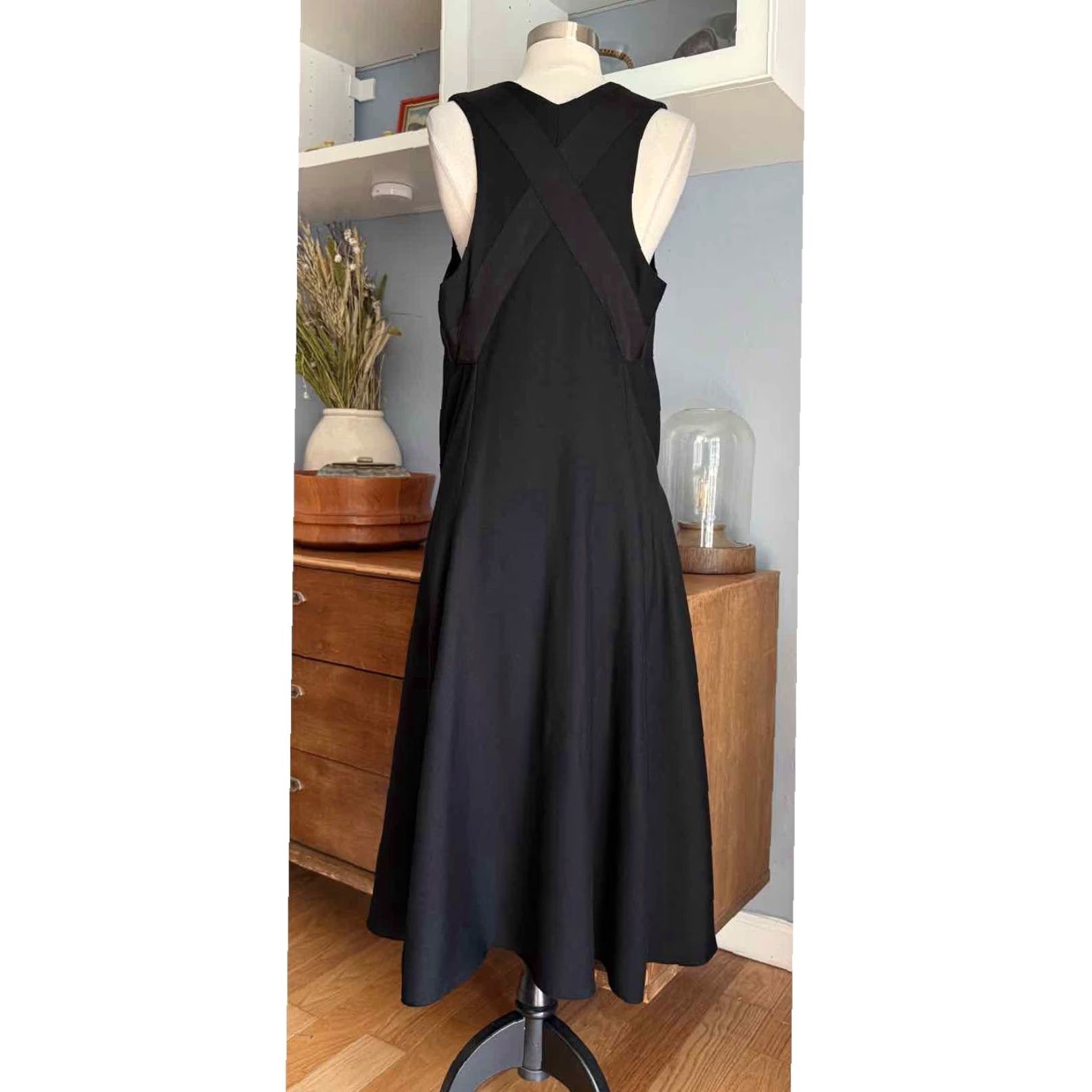Vintage VINTAGE Calvin Klein Collection Black Wool Midi Flare Dress Sz 8 Italy Size M / US 6-8 / IT 42-44 - 6 Thumbnail