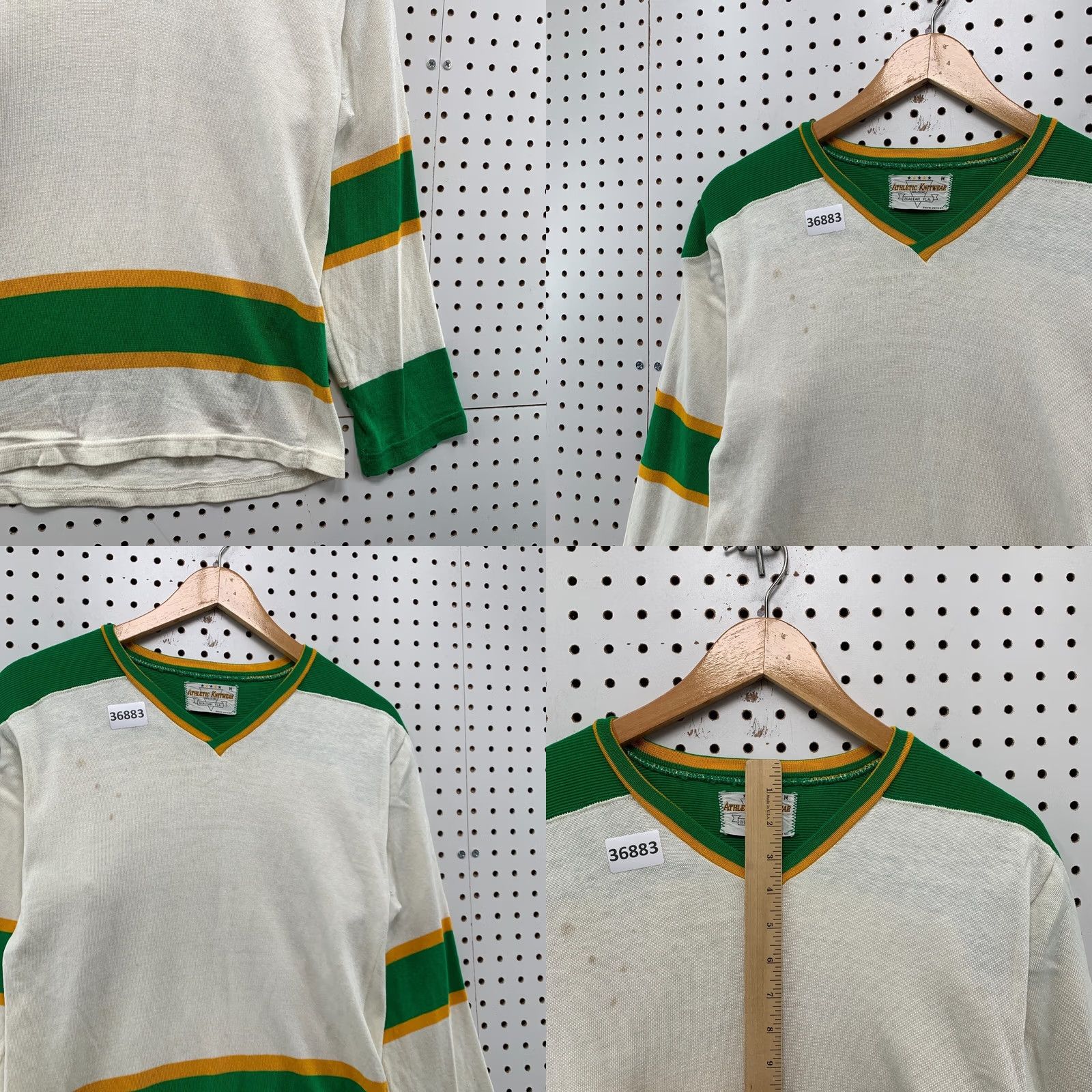 Vintage Athletic Knitwear Hockey Jersey Mens Medium White Green #9 USA VTH 60s 17x26 Size US M / EU 48-50 / 2 - 8 Thumbnail
