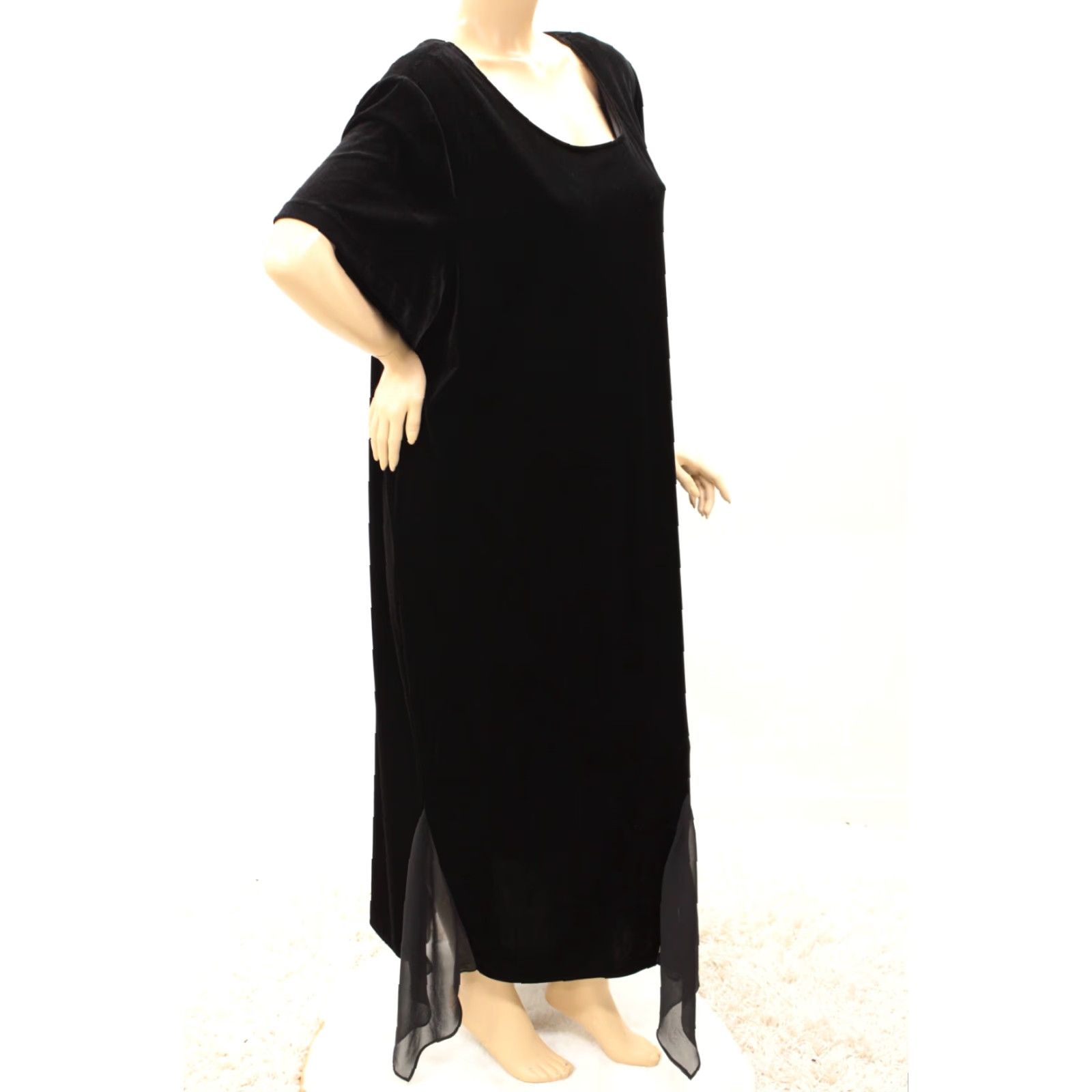 Velvet VINTAGE Another Thyme Dress Black Velour Velour Whimsigoth 28W Full Length Woman's Velvet Maxi Dress Size 4XL / US 24-26 - 5 Thumbnail