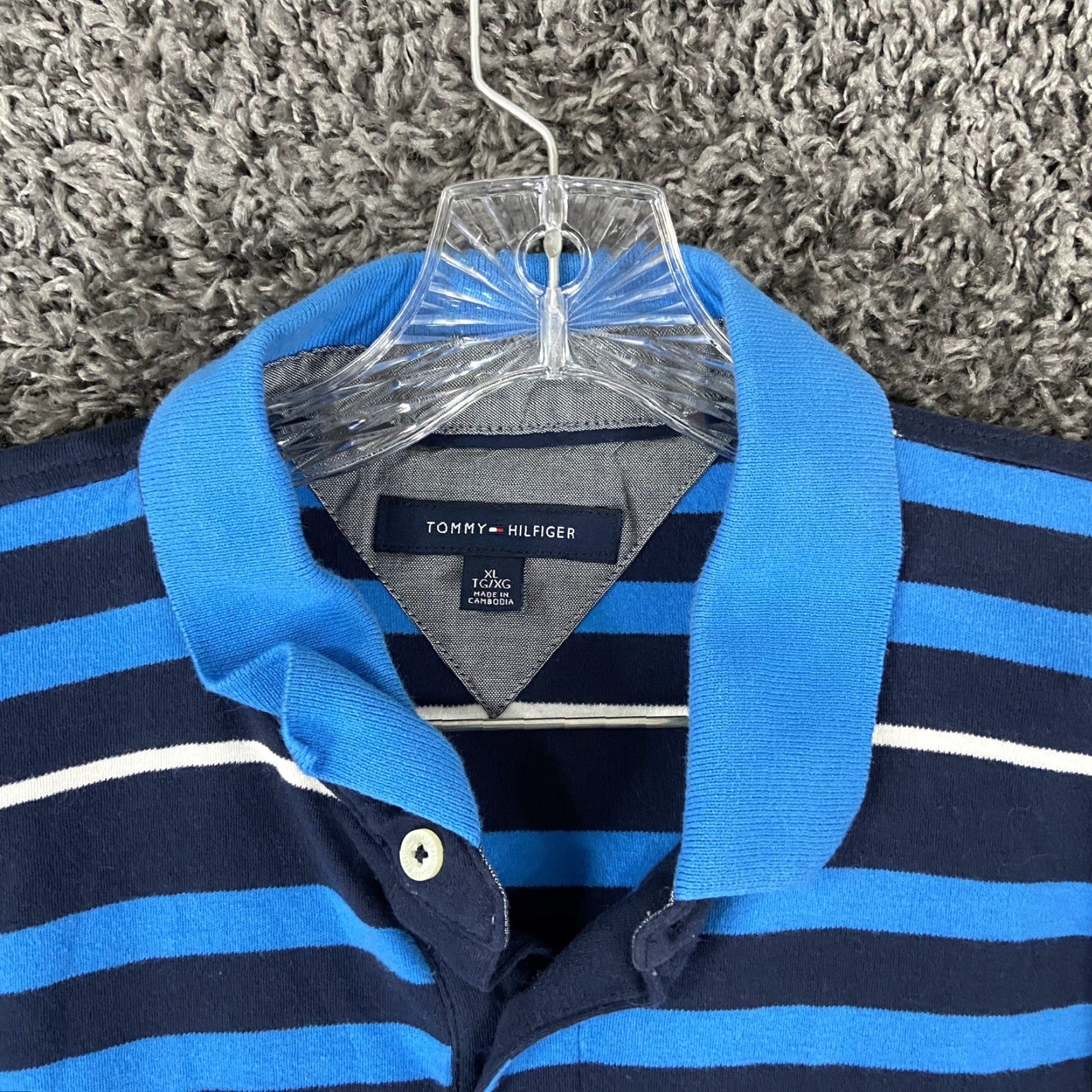 Tommy Hilfiger TOMMY HILFIGER Striped Polo Shirt Blue Adult XL Mens Size US XL / EU 56 / 4 - 5 Thumbnail