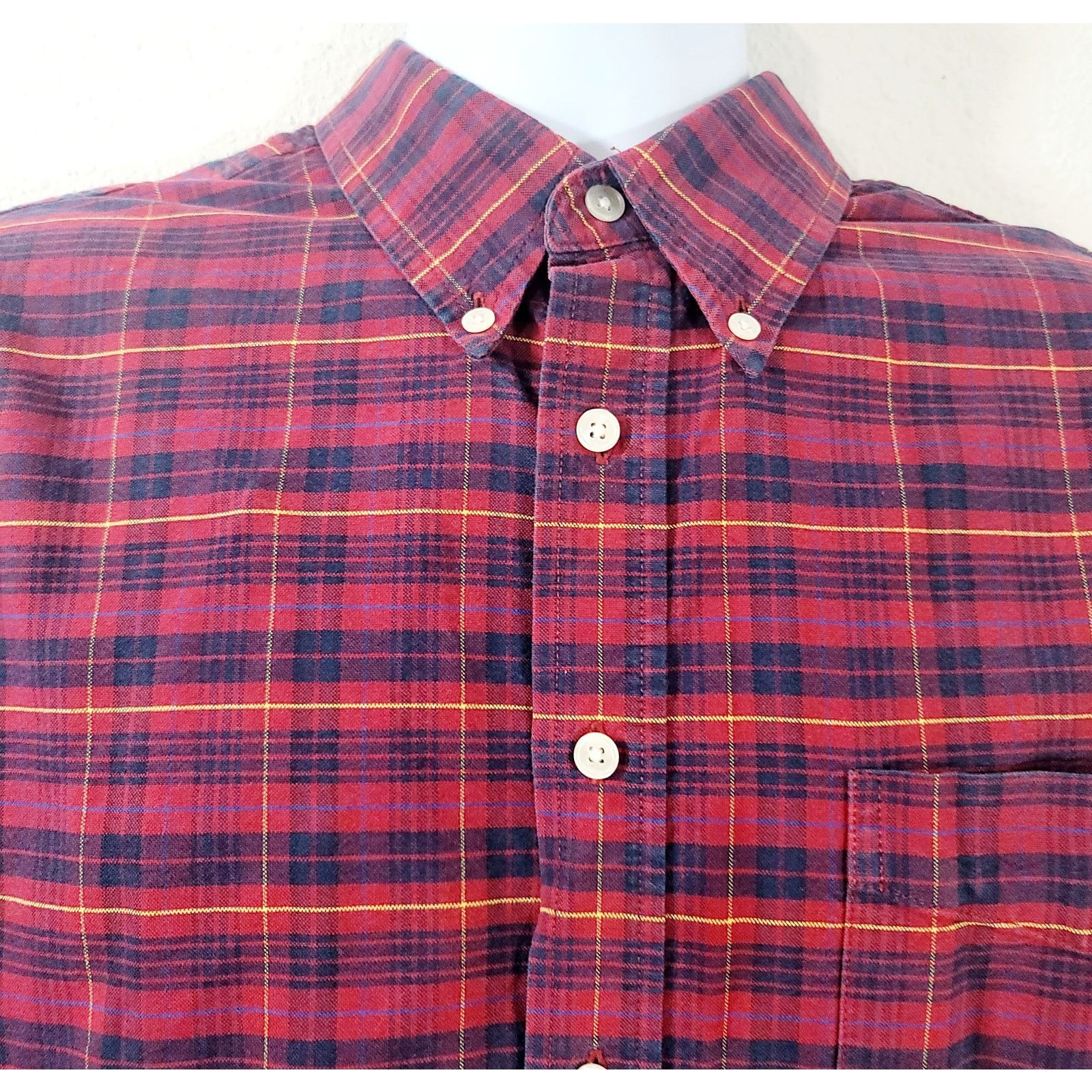 John Ashford John Ashford Red Blue Plaid Button Up Denim Shirt XL Tall Size US XL / EU 56 / 4 - 6 Thumbnail