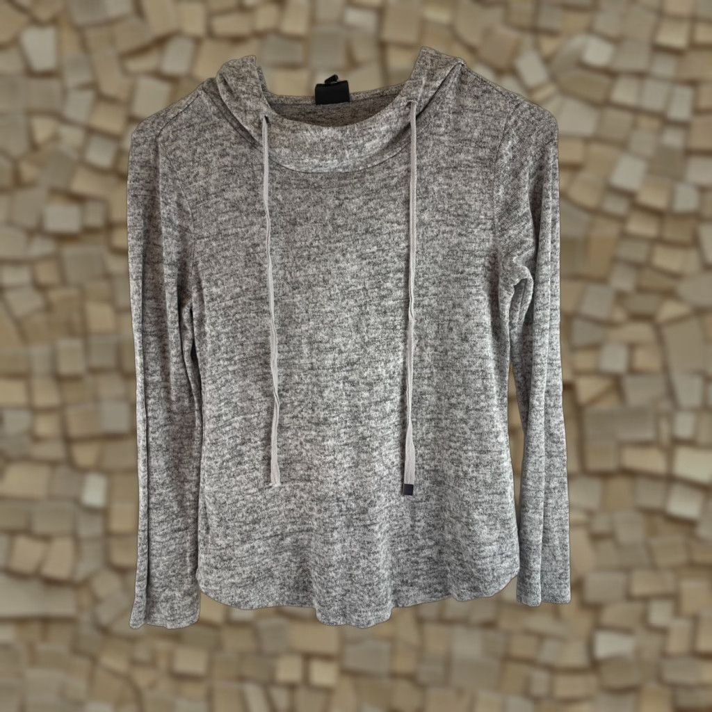 Vintage Bobeau Sweater Women's XS Gray Noise Hooded Cowl Neck Drawstring Long Sleeve Pullover Size XS / US 0-2 / IT 36-38 - 1 Thumbnail