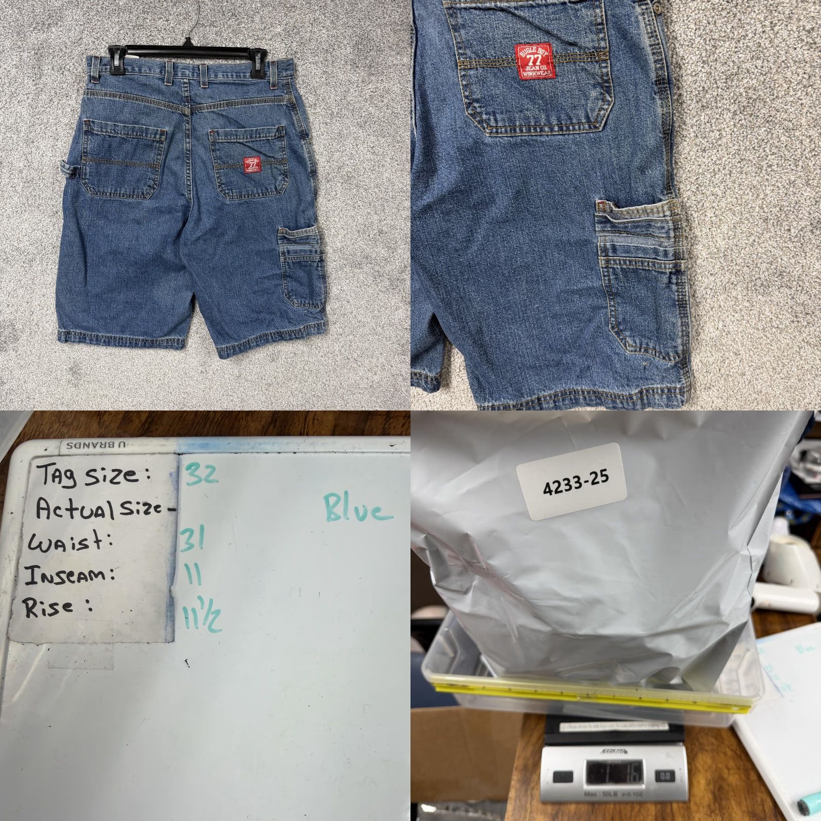 Bugle Boy VINTAGE Bugle Boy Jeans Shorts Cargo Workwear 90s Grunge 31 Blue Denim Mens Short Bodys? Size US 31 - 9 Thumbnail