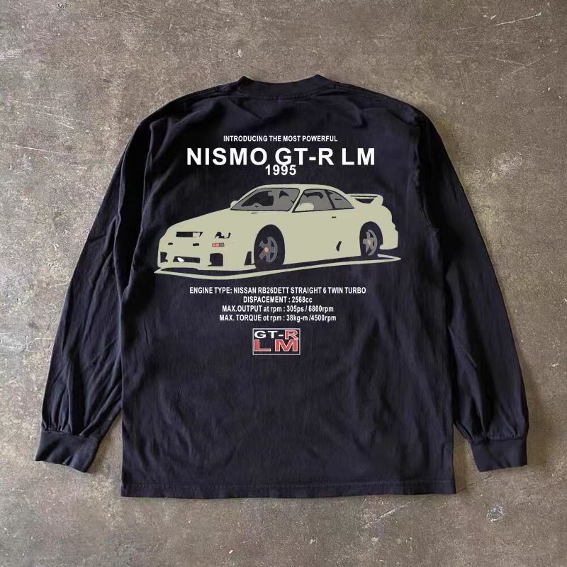 Vintage Black washed vintage car print long-sleeved t-shirt Size US M / EU 48-50 / 2 - 1 Thumbnail
