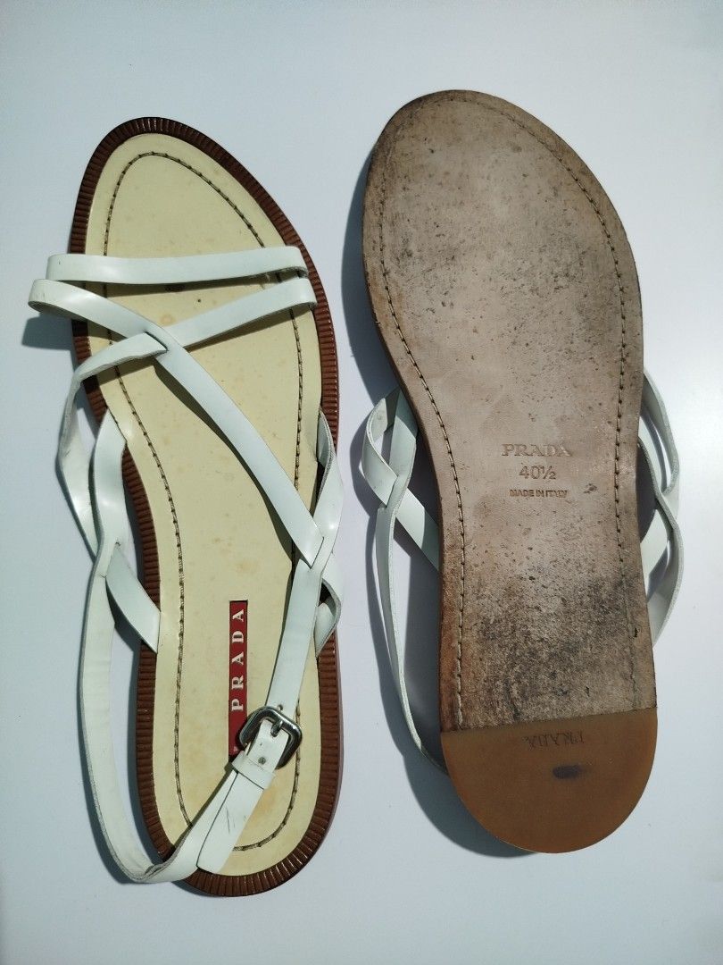 Prada Prada White Strappy Sandals / Size 40.5 Size US 10.5 / IT 40.5 - 4 Thumbnail