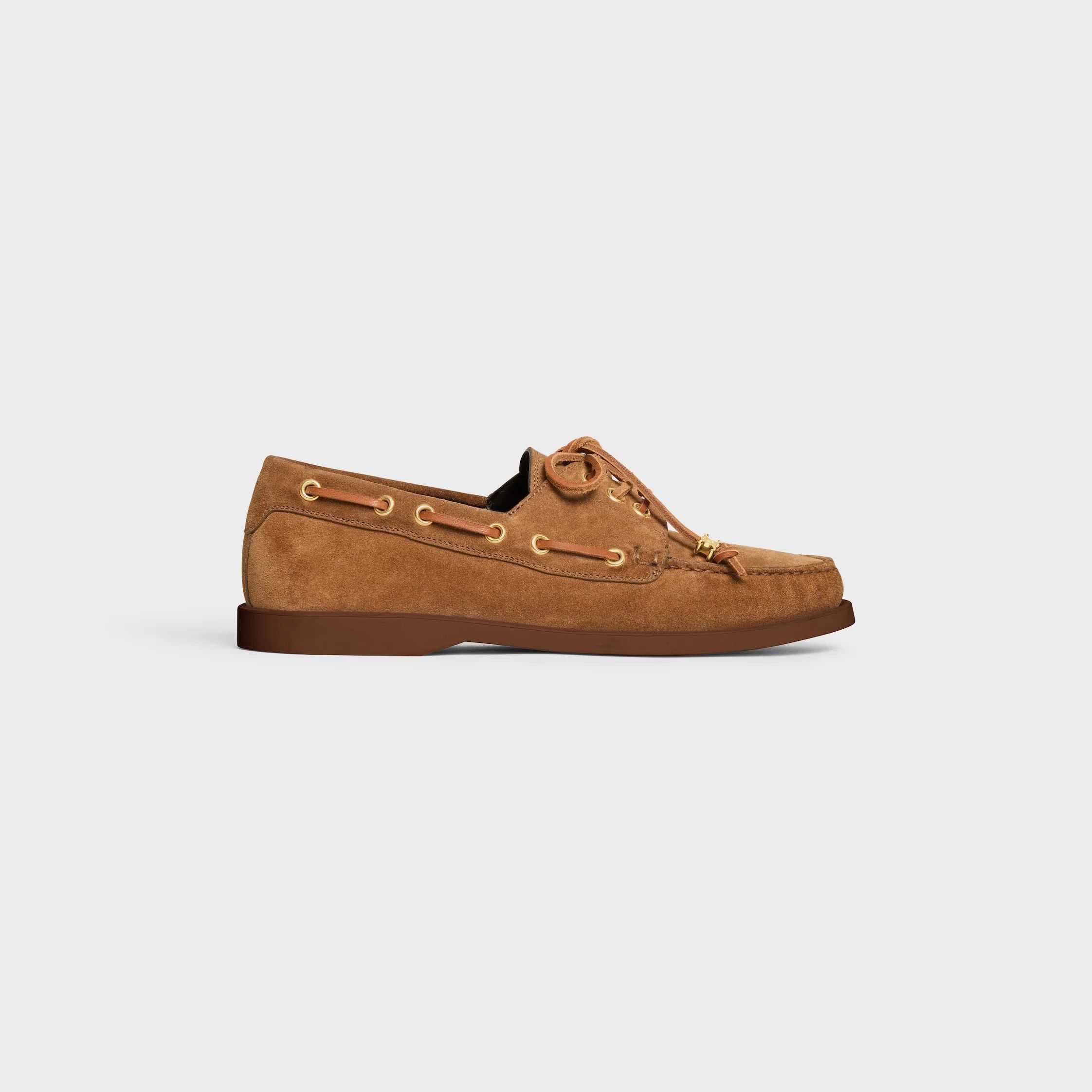 Celine CELINE BATEAU LACE-UP IN SUEDE CALFSKIN dark havana Size US 6 / IT 36 - 1 Thumbnail