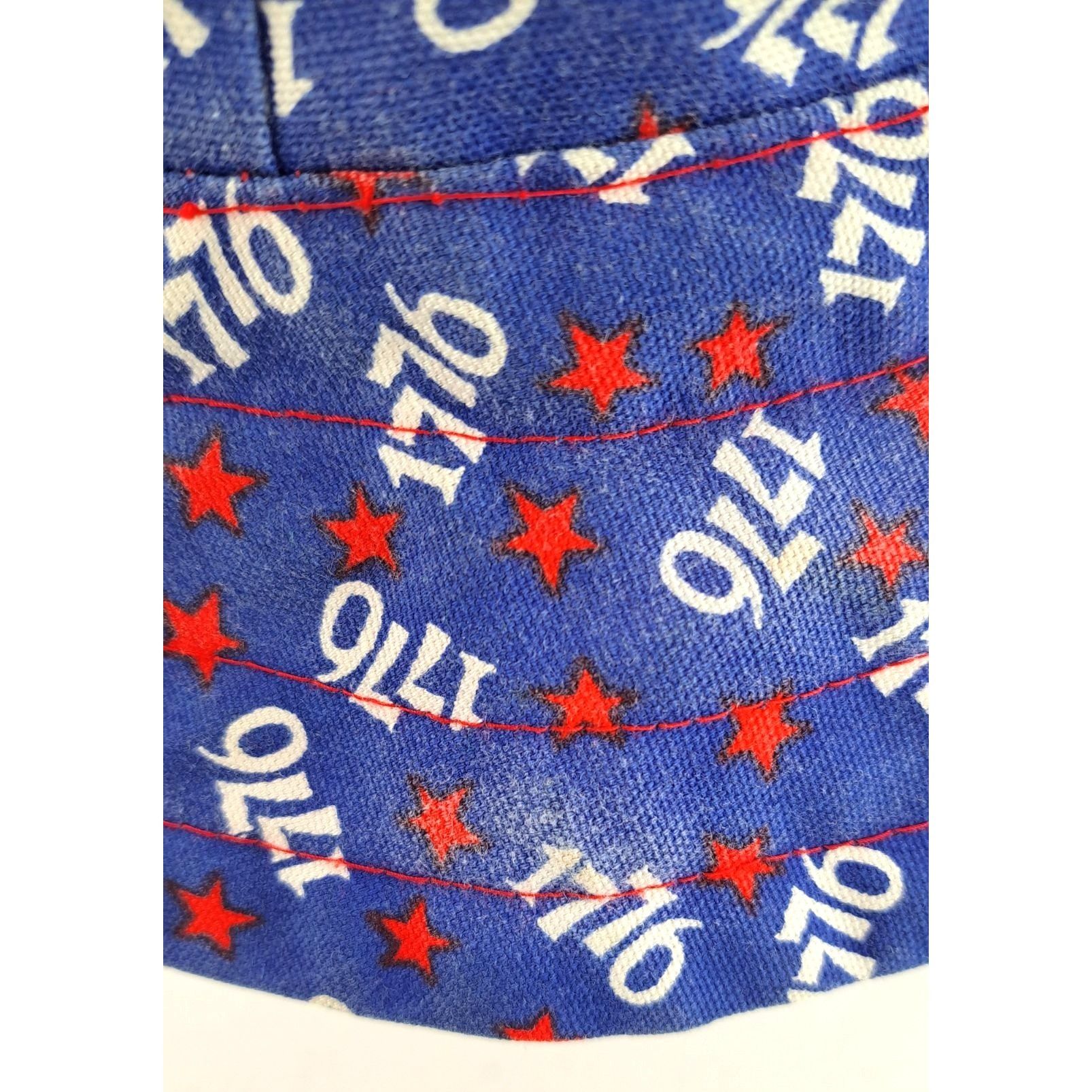 Handmade Vintage Patriotic Bucket Hat Blue Red Stars 1776 USA Adult Size ONE SIZE - 10 Thumbnail