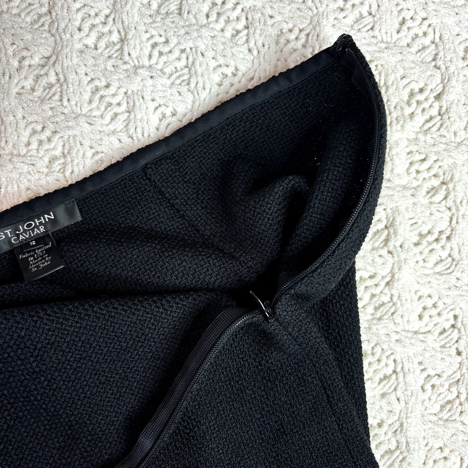 St. John St. John $795 Caviar Women's Textured Wool Blend Pencil Skir Size 34" / US 12 / IT 48 - 3 Thumbnail