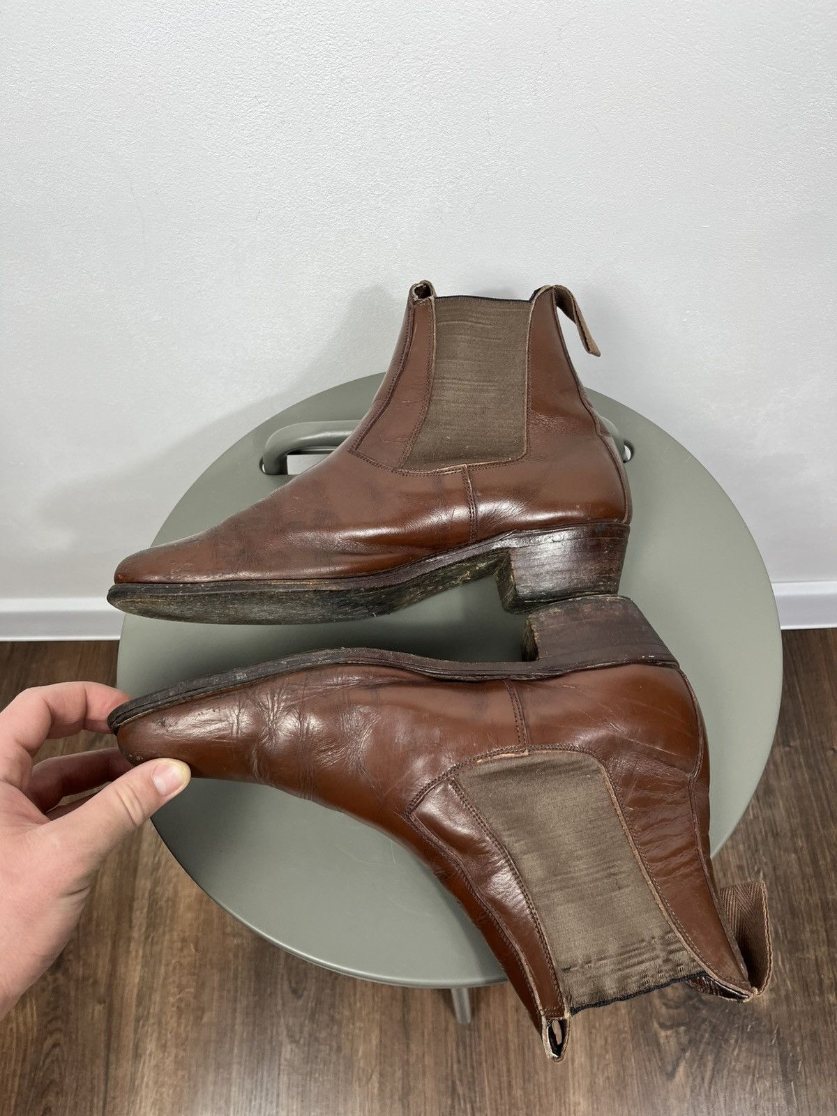 Leather Vintage Brown Leather Cowboy Western Boots US 9.5 Distressed Size US 9.5 / EU 42-43 - 10 Thumbnail