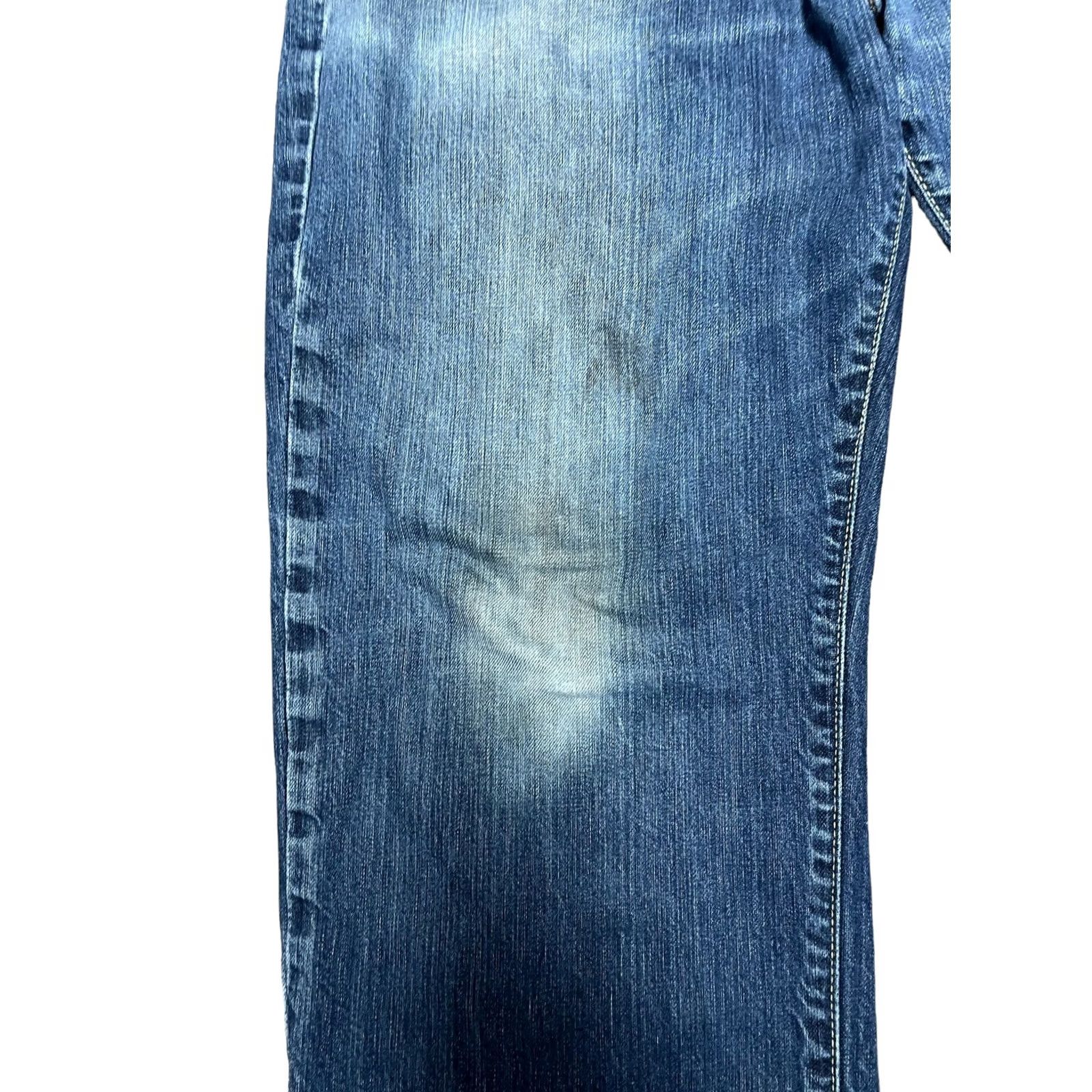Lucky Brand VINTAGE Lucky Brand Jeans Mens Blue Denim Straight Leg 38x32 5-Pocket Belt Loops Regular Fit Stained Denim Pants Size US 38 / EU 54 - 4 Thumbnail