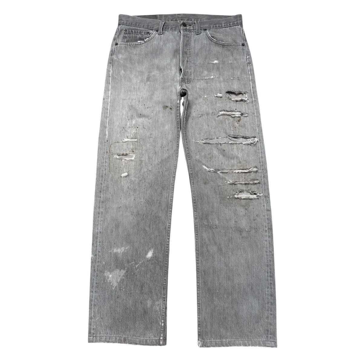 Levi's Vintage Levis 501 Rusty Thashed Jeans Faded Black Size US 33 - 1 Thumbnail
