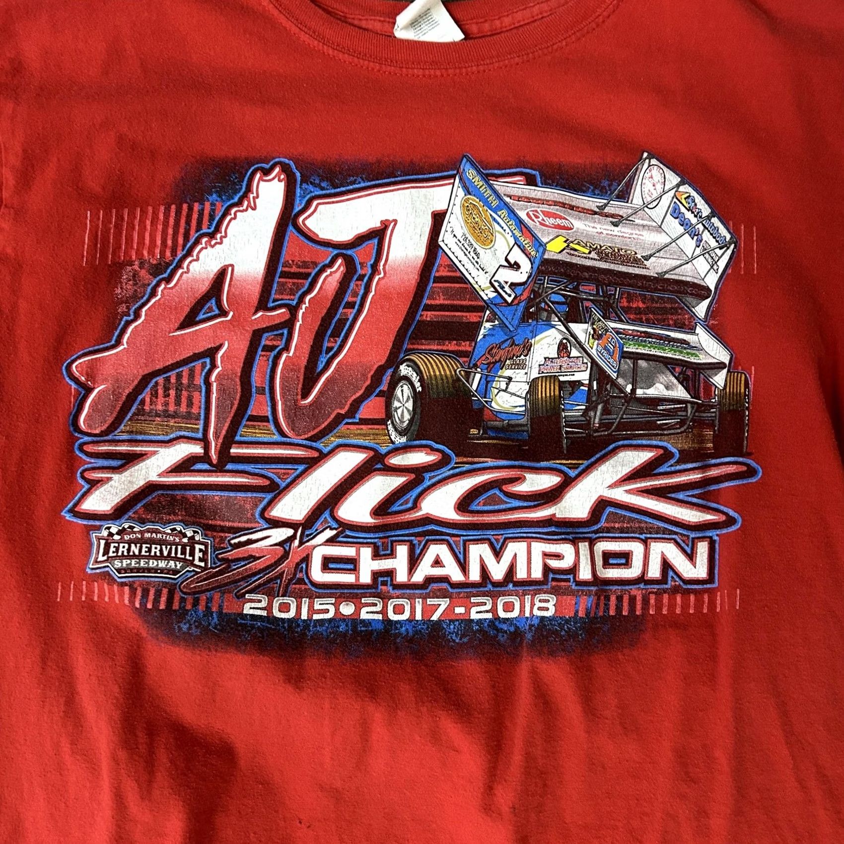 Gildan VINTAGE? AJ Flick Lernerville Speedway Gildan Shirt Mens Large Red Racing Graphic Tee Size US L / EU 52-54 / 3 - 2 Thumbnail