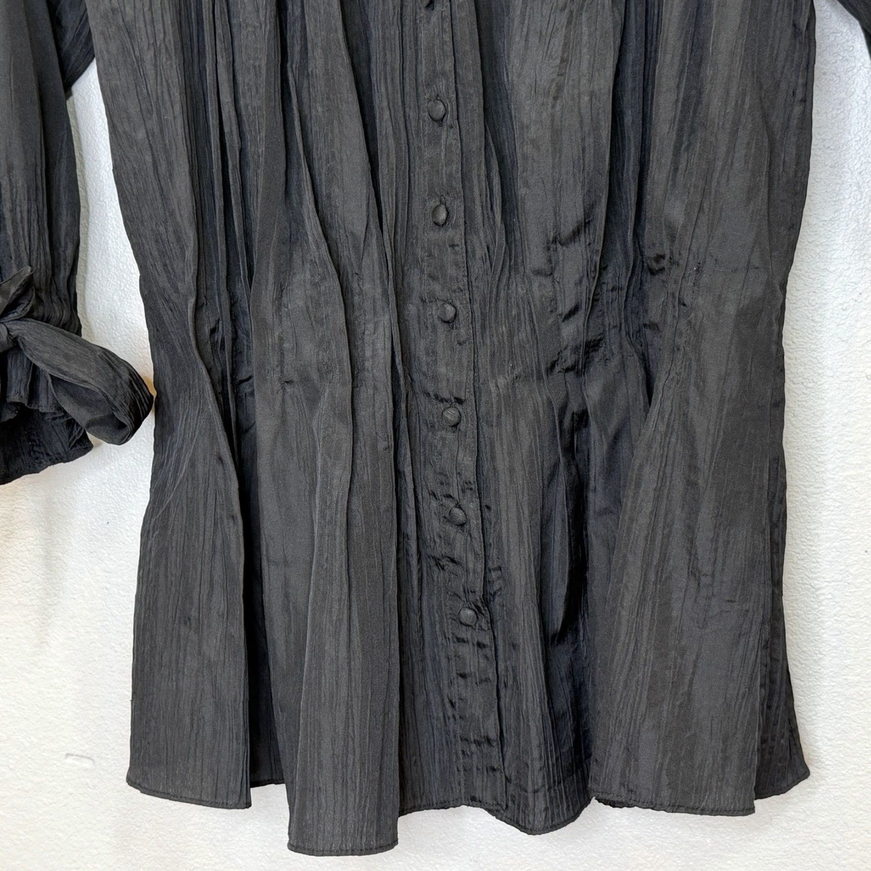 Vintage Ryu Top Womens Medium Black Goth Whimsygoth Fairy Button Front Long Sleeve Size M / US 6-8 / IT 42-44 - 4 Thumbnail