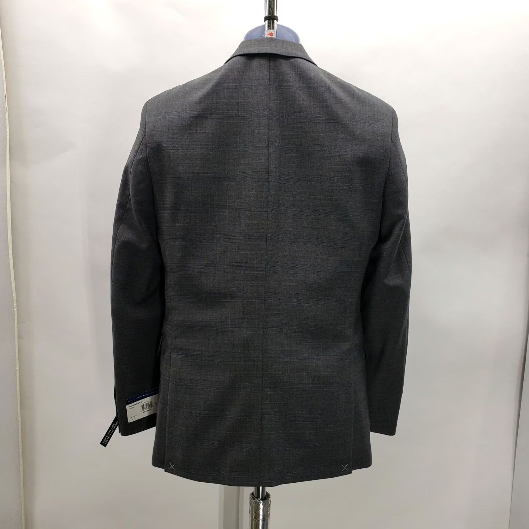 Tommy Hilfiger TOMMY HILFIGER Blazer Men's ADAMS GREY/BLUE Stretch 42L Wool/Poly/Spandex Notch Two-Button Single-Breasted Long Jacket Rowdy? Size 42R - 3 Thumbnail