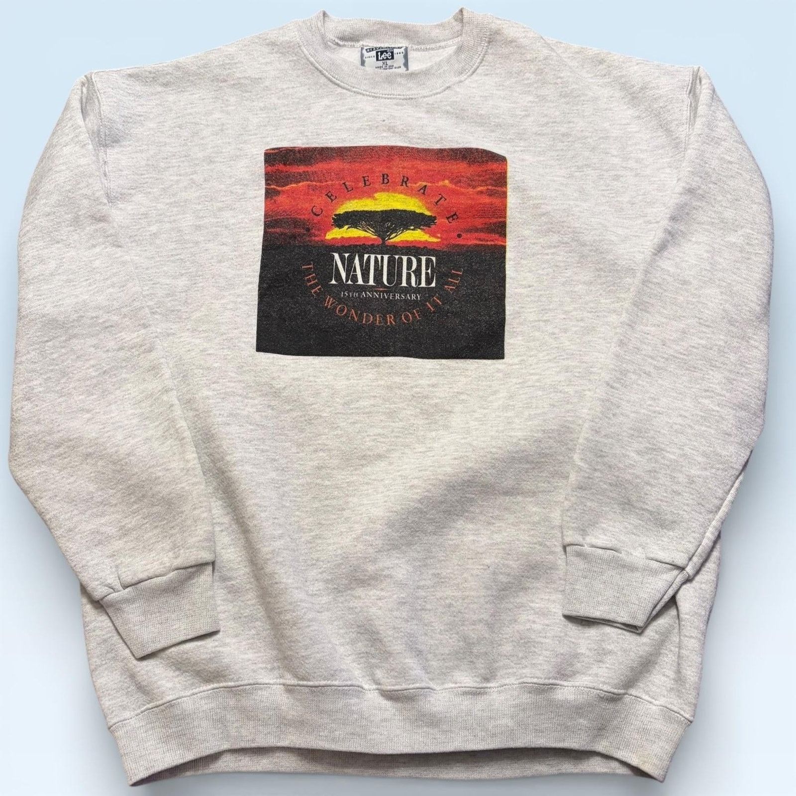 Lee Vtg Lee Celebrate Nature Sweatshirt XL Gray Fleece USA 90s Size US XL / EU 56 / 4 - 1 Thumbnail