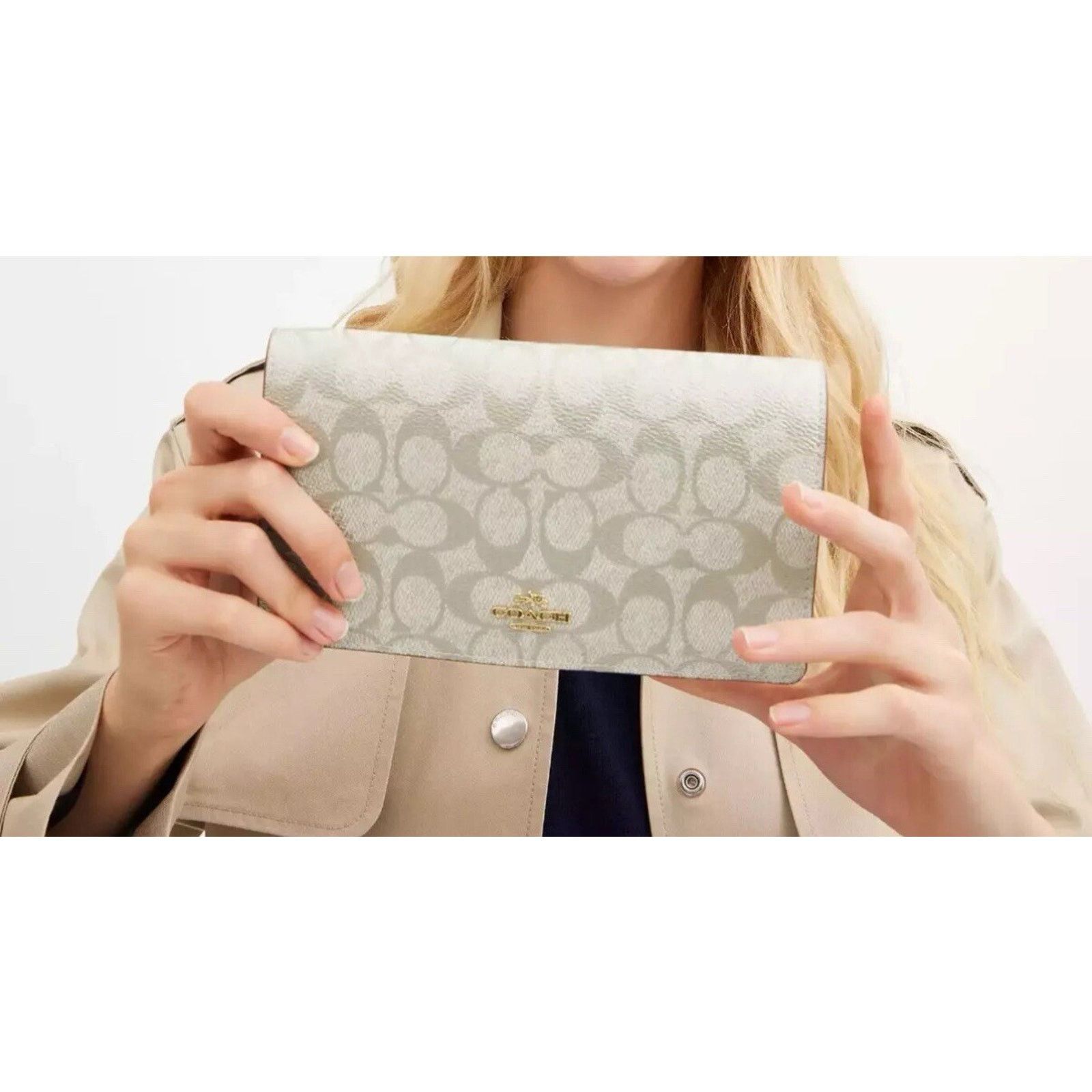 Coach NWT Coach Champagne Anna Foldover Clutch Xbody CX593 Size ONE SIZE - 8 Thumbnail