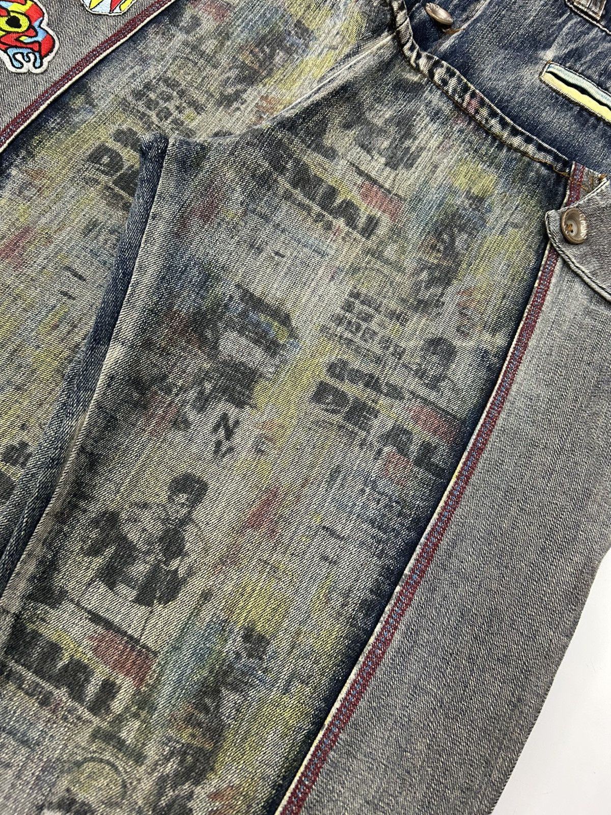 Japanese Brand Vintage Y2K Japanese Sick Artwork Denim Double Layer Jeans Size US 28 / EU 44 - 13 Thumbnail