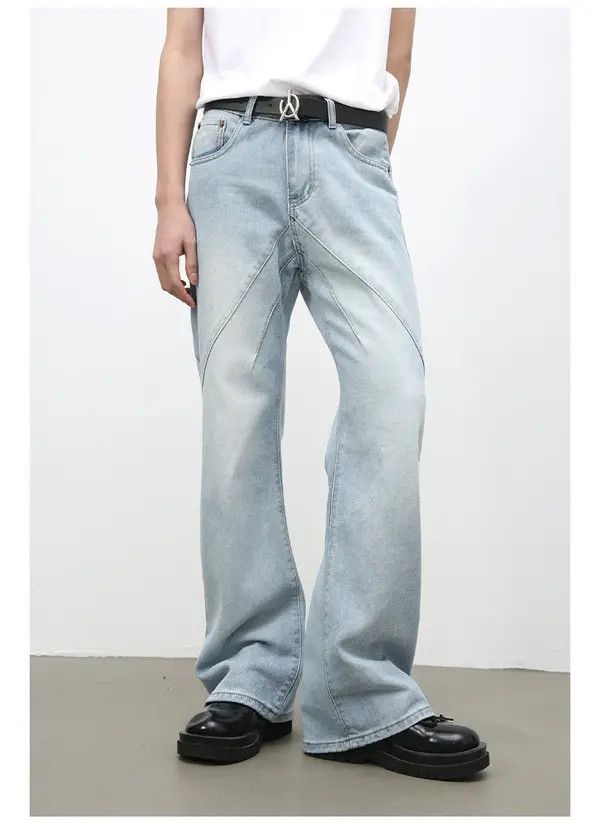 VIBE American retro washed patchwork flared jeans y2k Size US 32 / EU 48 - 3 Thumbnail