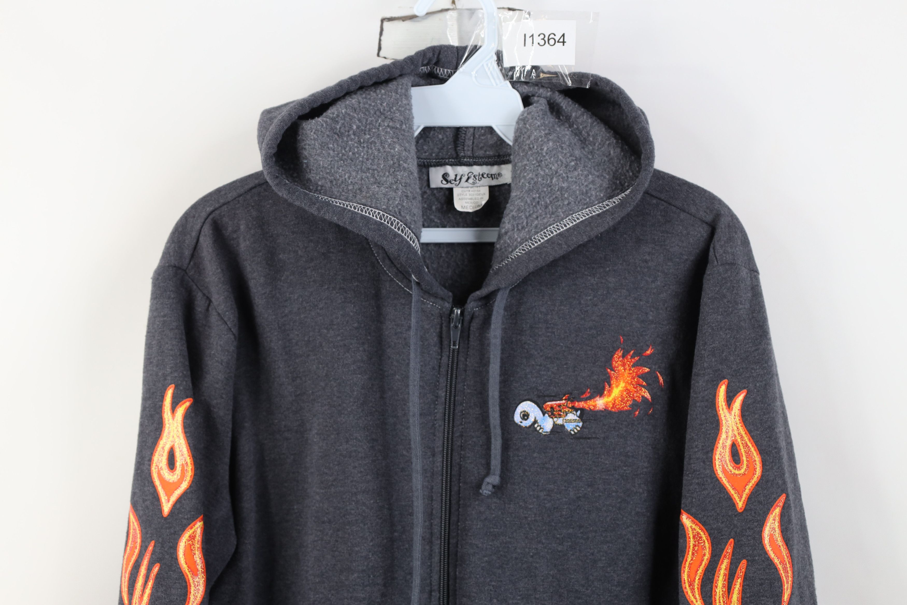Vintage Vintage 90s Y2K Babydoll Turtle Fire Flames Full Zip Hoodie Size M / US 6-8 / IT 42-44 - 2 Thumbnail