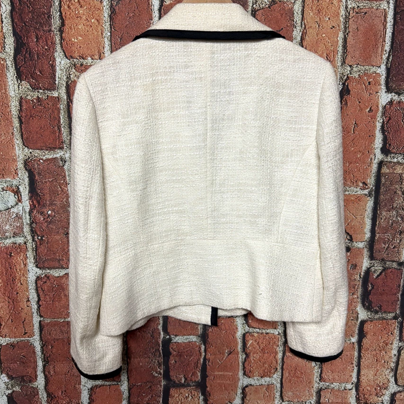 Zara Zara Blazer Womens 12 Ivory Textured Jacket Business Casual Party/Cocktail Travel Workwear Size XL / US 12-14 / IT 48-50 - 3 Thumbnail