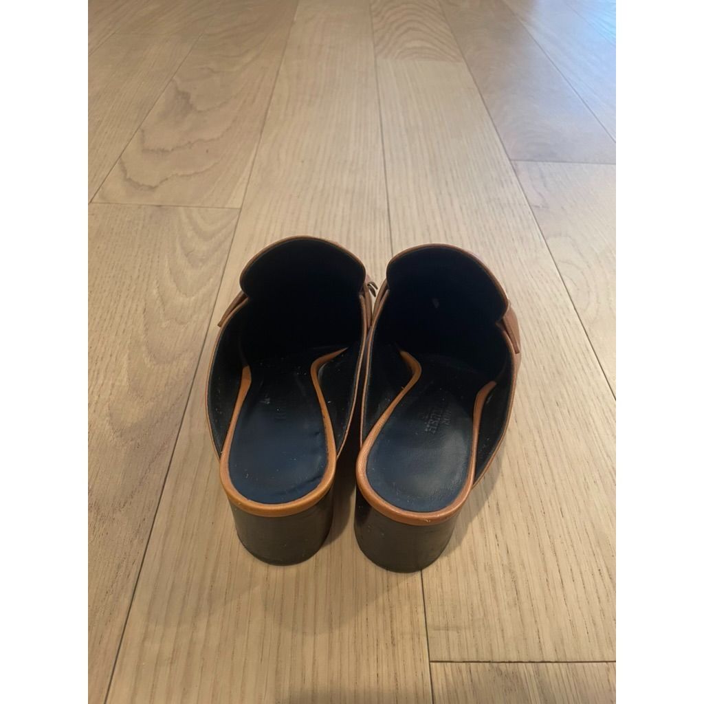 Hermes Hermès Womens Tan Leather Fringe Detail Mules With Dust Bags Size US 5 / IT 35 - 2 Thumbnail