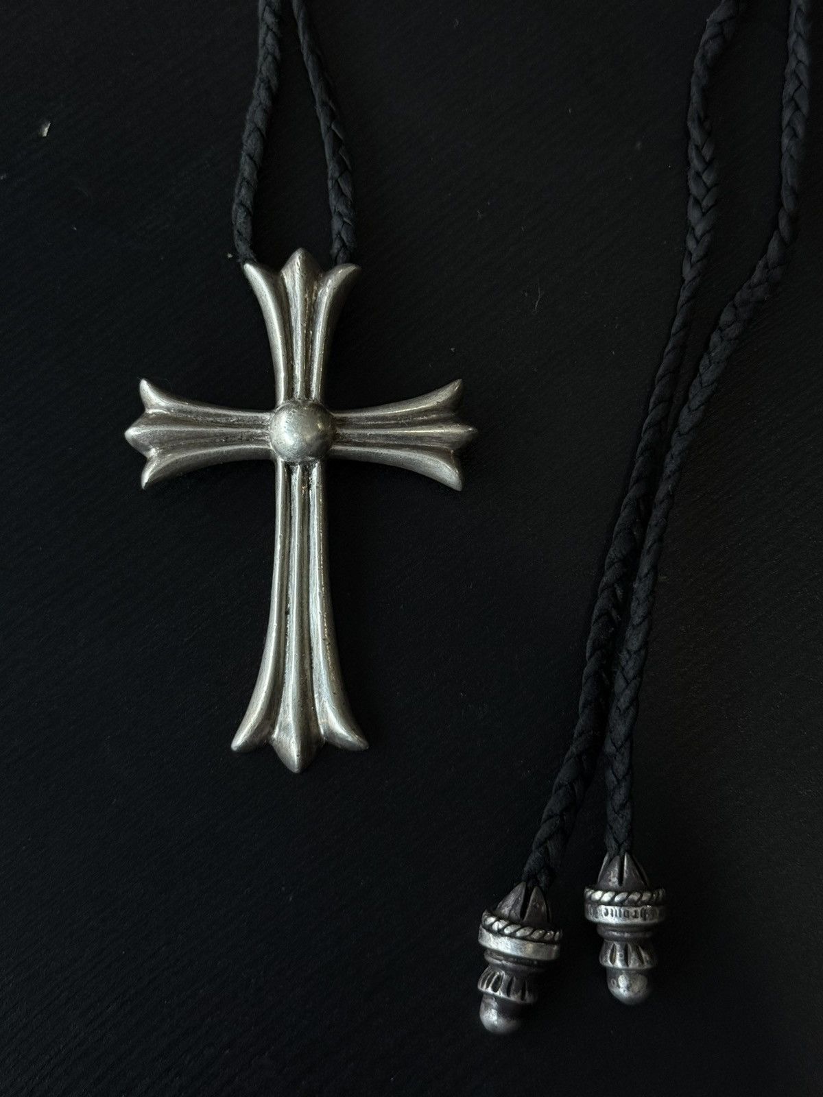 Chrome Hearts Large Cross Pendant & Braided Leather Necklace Size ONE SIZE - 2 Thumbnail
