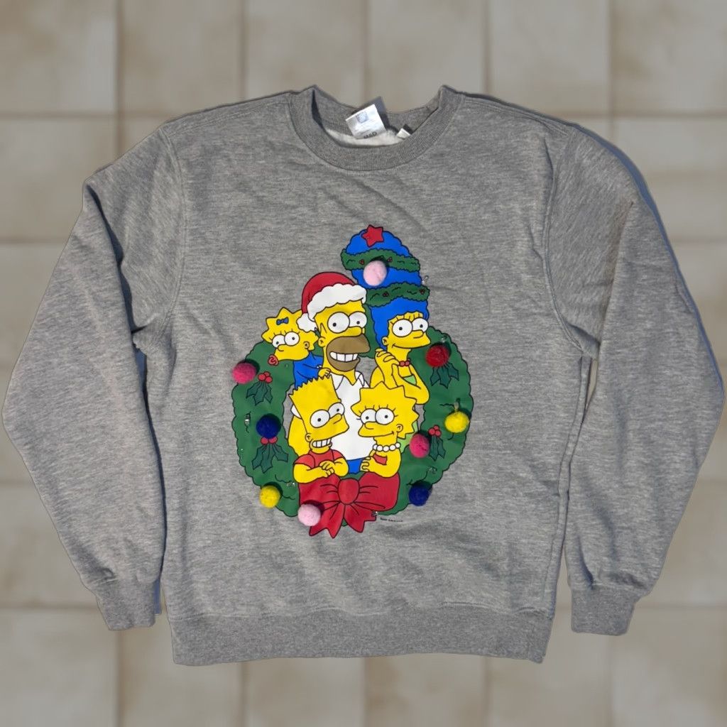 Mad Engine The Simpsons Sweatshirt Small Unisex Adults Crew Neck Fleece Graphic Print Logo Christmas Gray Pullover Sweatshirt Size US S / EU 44-46 / 1 - 1 Thumbnail